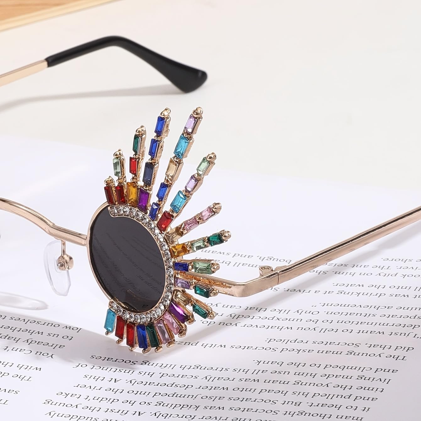 Funky Funny Hawaiian Style Rhinestone Small Sunglasses,Novelty Mixed-Color or Champagne Gold Glasses - Image 6