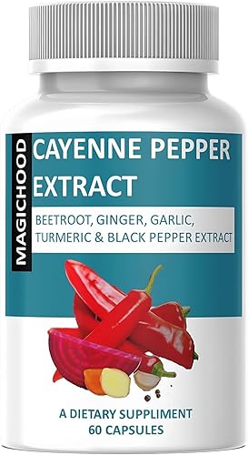 Miniatura 2 de Complejo de pimienta de cayena 960 mg, súper extracto con jengibre, ajo, cúrcuma, raíz de remolacha, pimienta negra, 60 cápsulas, suplemento natural