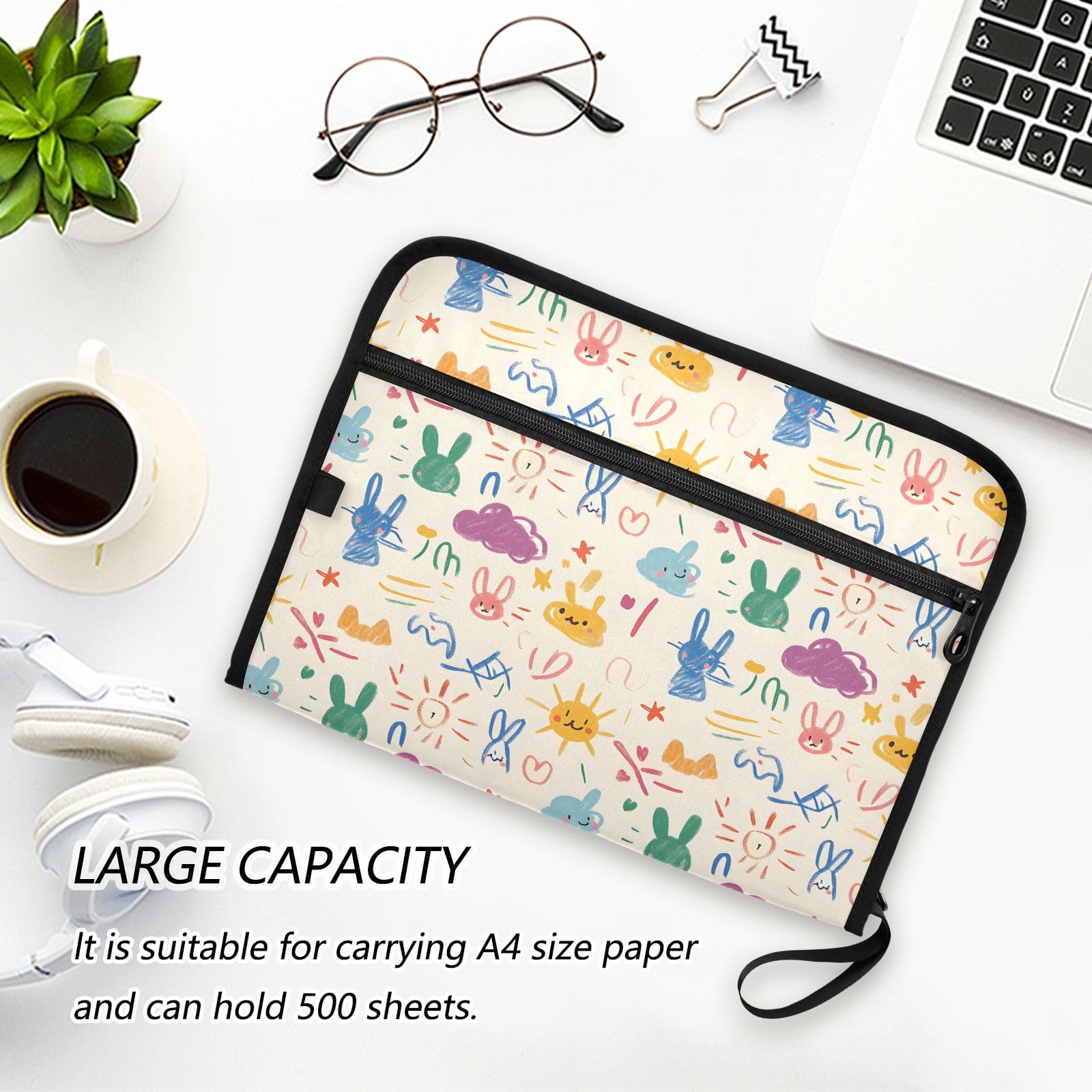 Organizador de archivos con 13 bolsillos con diseño de graffiti infantil, carpeta expandible con bolsa frontal, portátil, organizador de documentos de negocios con cremallera