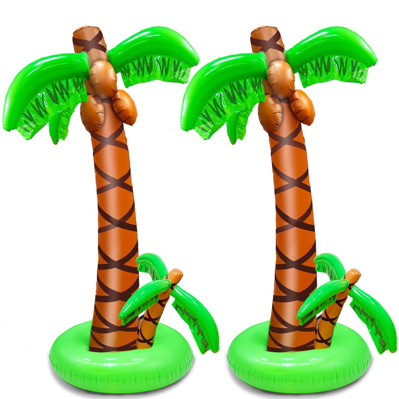 Photo 1 of 2 Pack Inflatable Palm Trees with Exclusive Two Trunks, 5.5Ft Blow Up Palm Tree Luau Hawaiian Tropical Theme Birthday Indoor Party Decoration, Outdoor Summer Beach Pool Party Supplies Photo Prop Decor