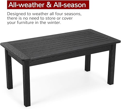 Miniatura 4 de Stoog Mesa auxiliar para exteriores, mesa auxiliar de madera de polietileno para todo tipo de clima, mesa auxiliar rectangular para patio trasero,