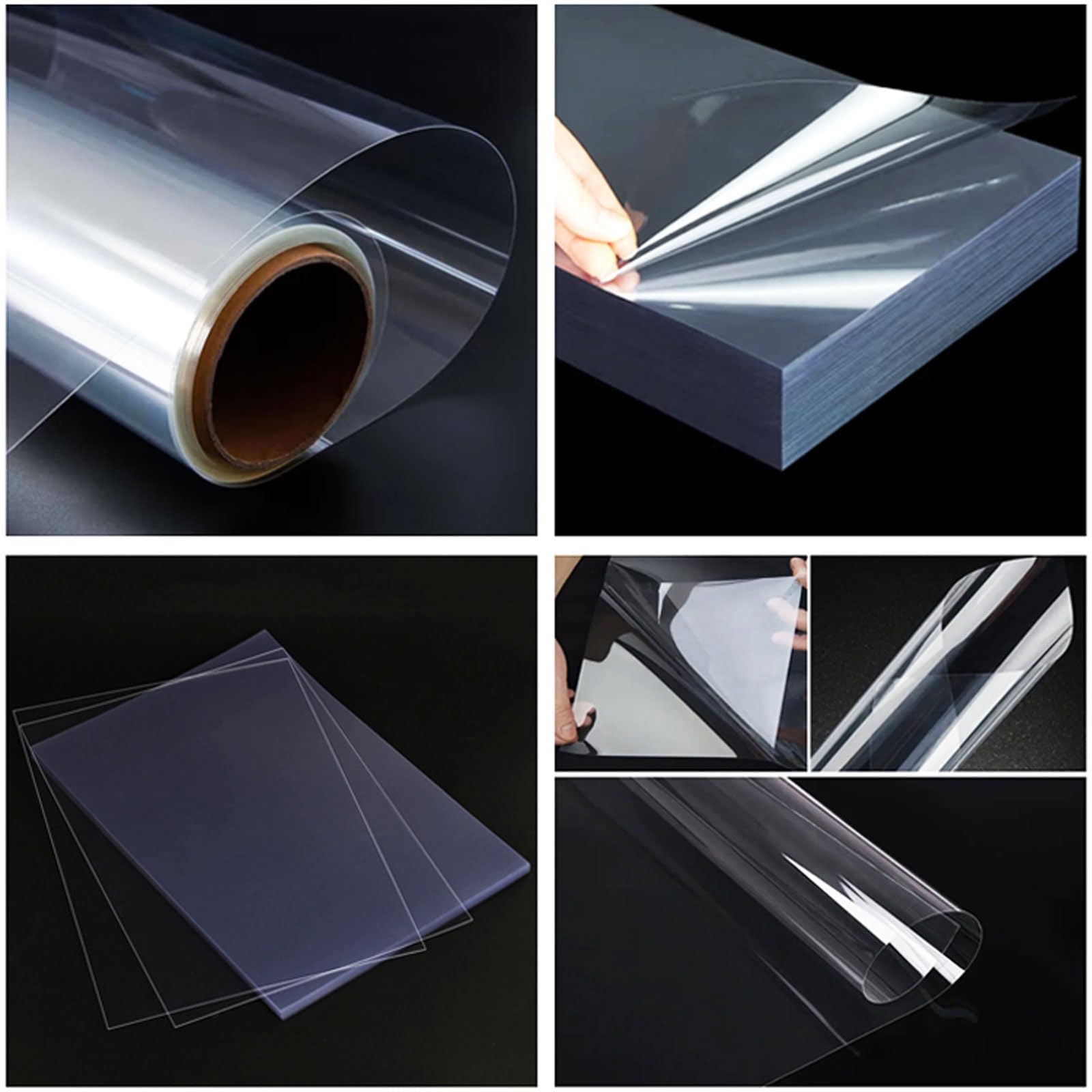Rouleau film PET transparent 0,2–0,5 mm, feuille plastique polyester 61 cm largeur, isolant flexible résistant à la chaleur, protection CNC laser, DIY électronique(0.2mm*0.61m*50m