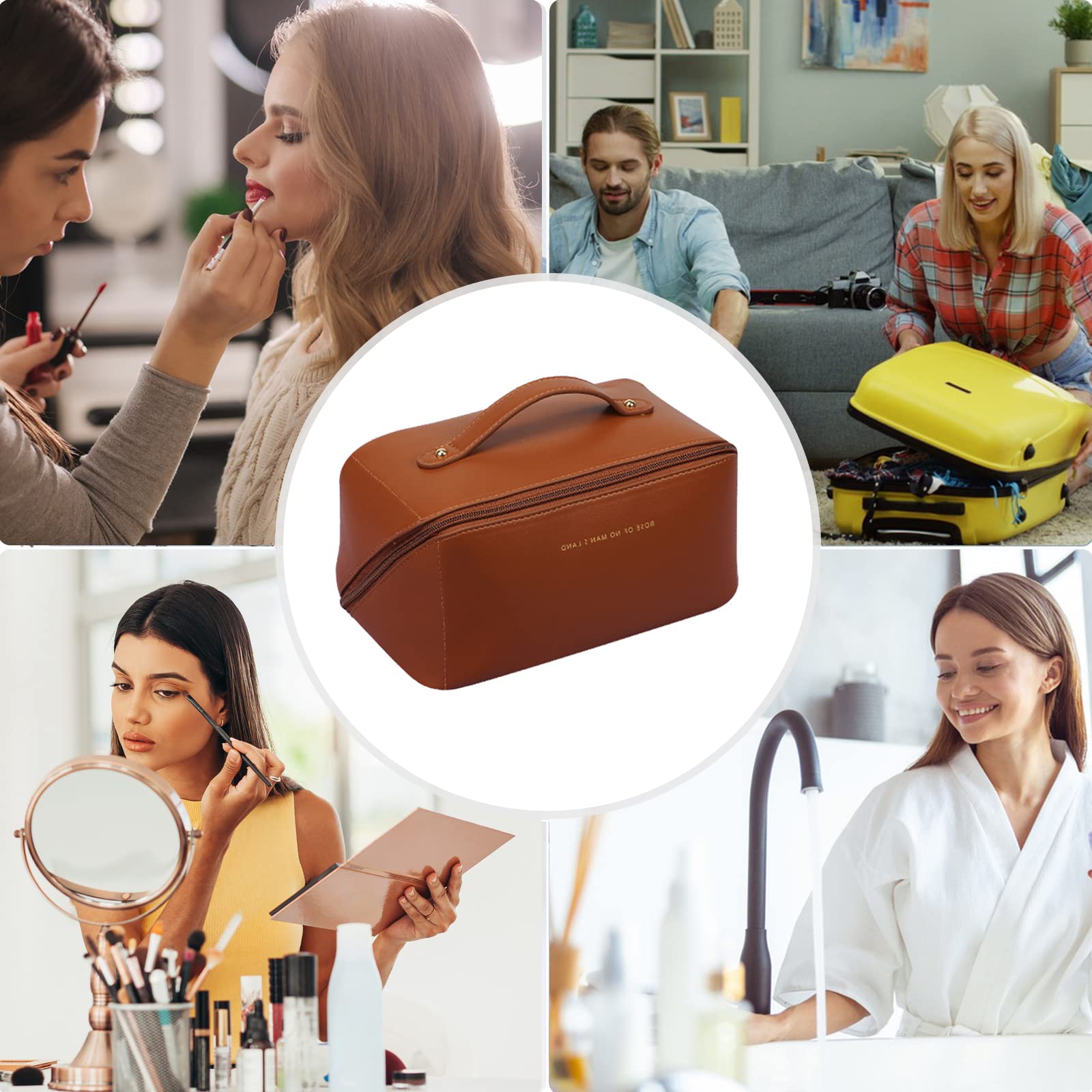 CORIOS Kulturtasche für Frauen Tragbare Kosmetiktasche Wasserabweisende Kulturbeutel Reise Waschbeutel Toilettenartikel Aufbewahrungstasche Damen Waschtasche für Badezimmerzubehör, Makeup Braun