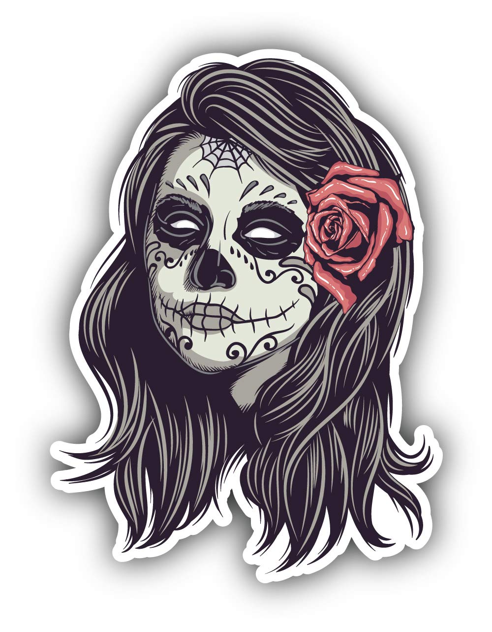 Sugar Skull Girl Dia De Los Muertos Decal Mexican Day of The Dead Vinyl Sticker Car Bumper Decal