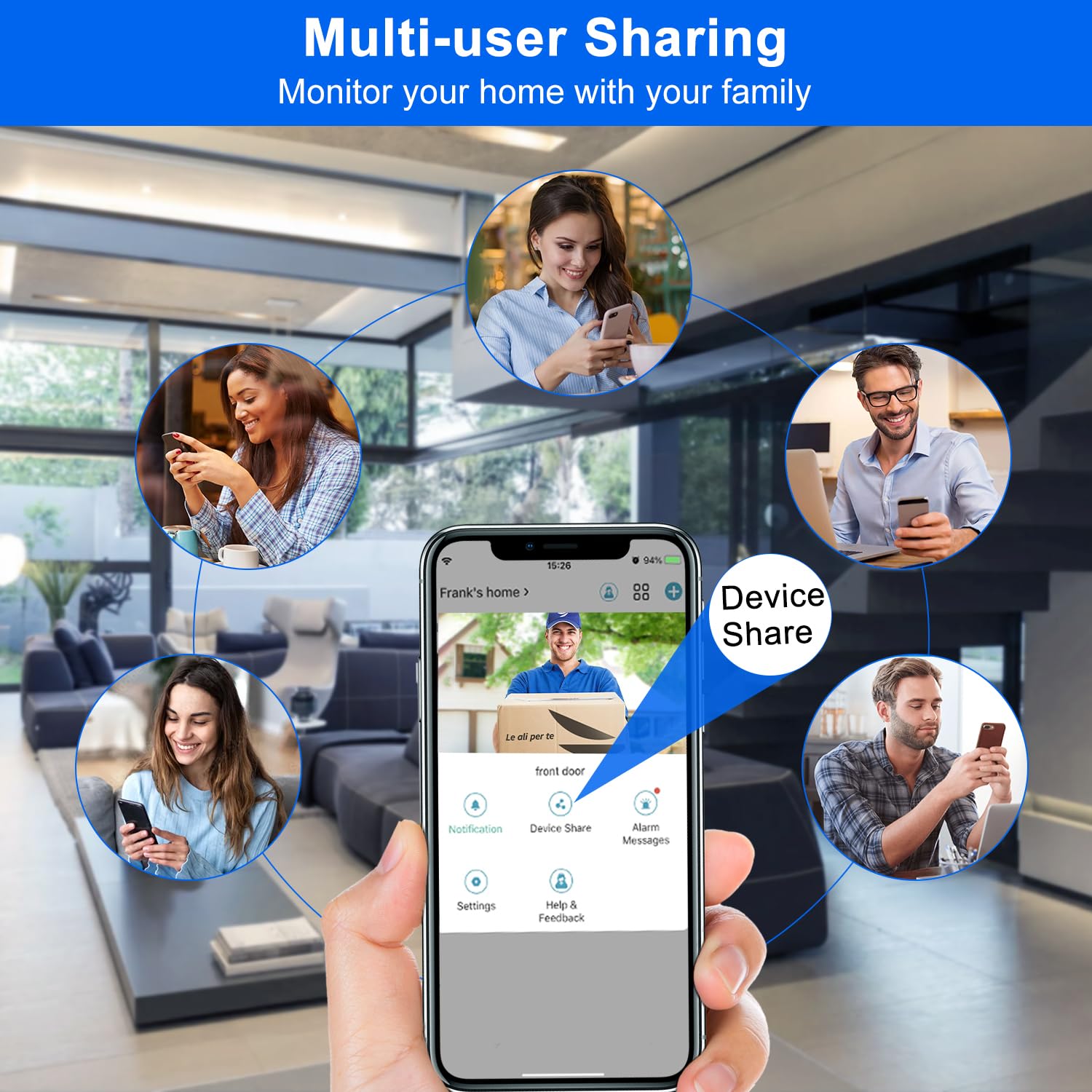 Videocitofono wireless 2K HD, con rilevamento del movimento PIR, alimentazione a batteria, avvisi istantanei, audio a 2 vie, visione notturna, WiFi 2.4G, IP66, scheda SD/archiviazione cloud, funziona