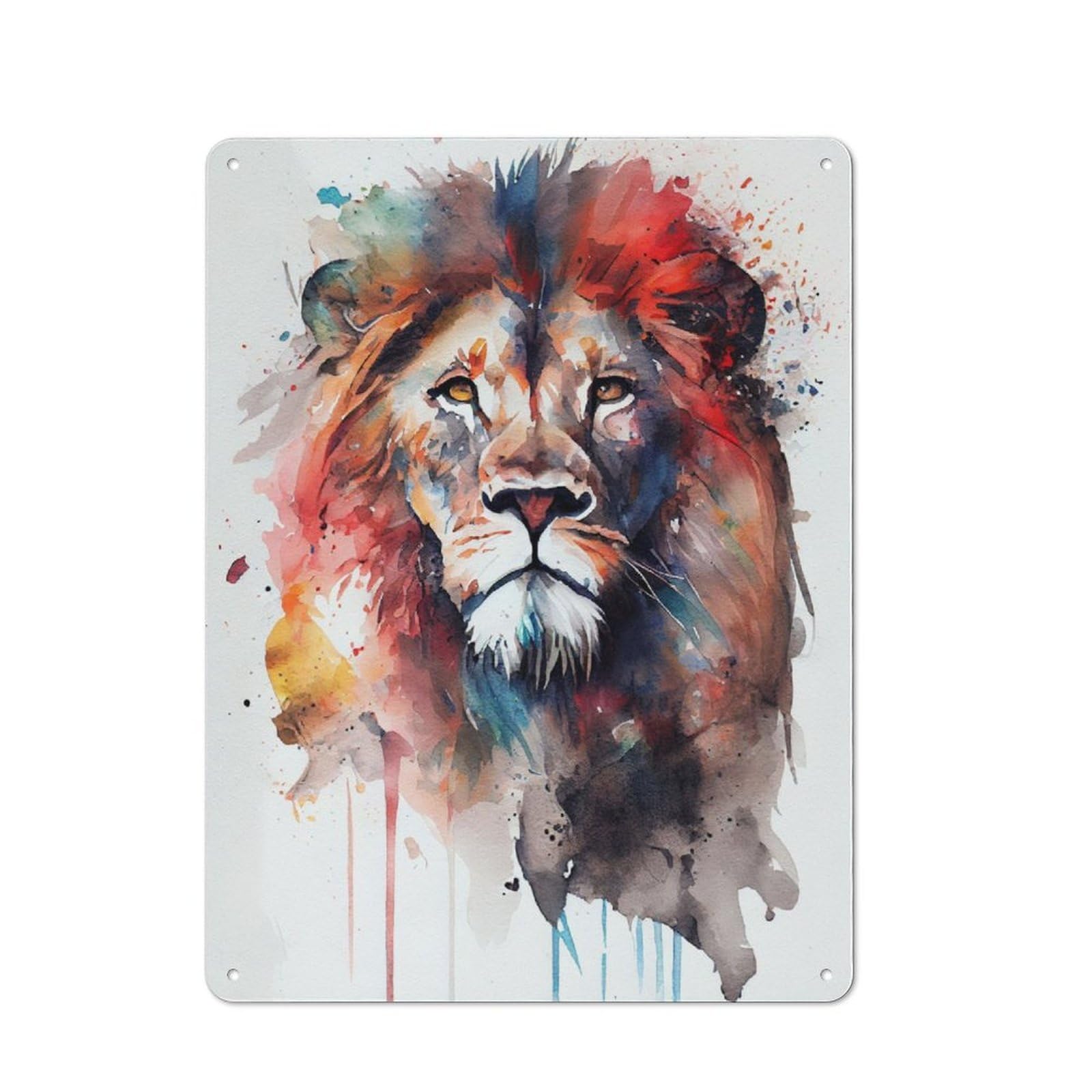 Junmoney Lion Watercolor Retro Tin Sign 40X30cm For Hobby Room Or Studio, New-Space Wall Decor For Creative Interior Collectors