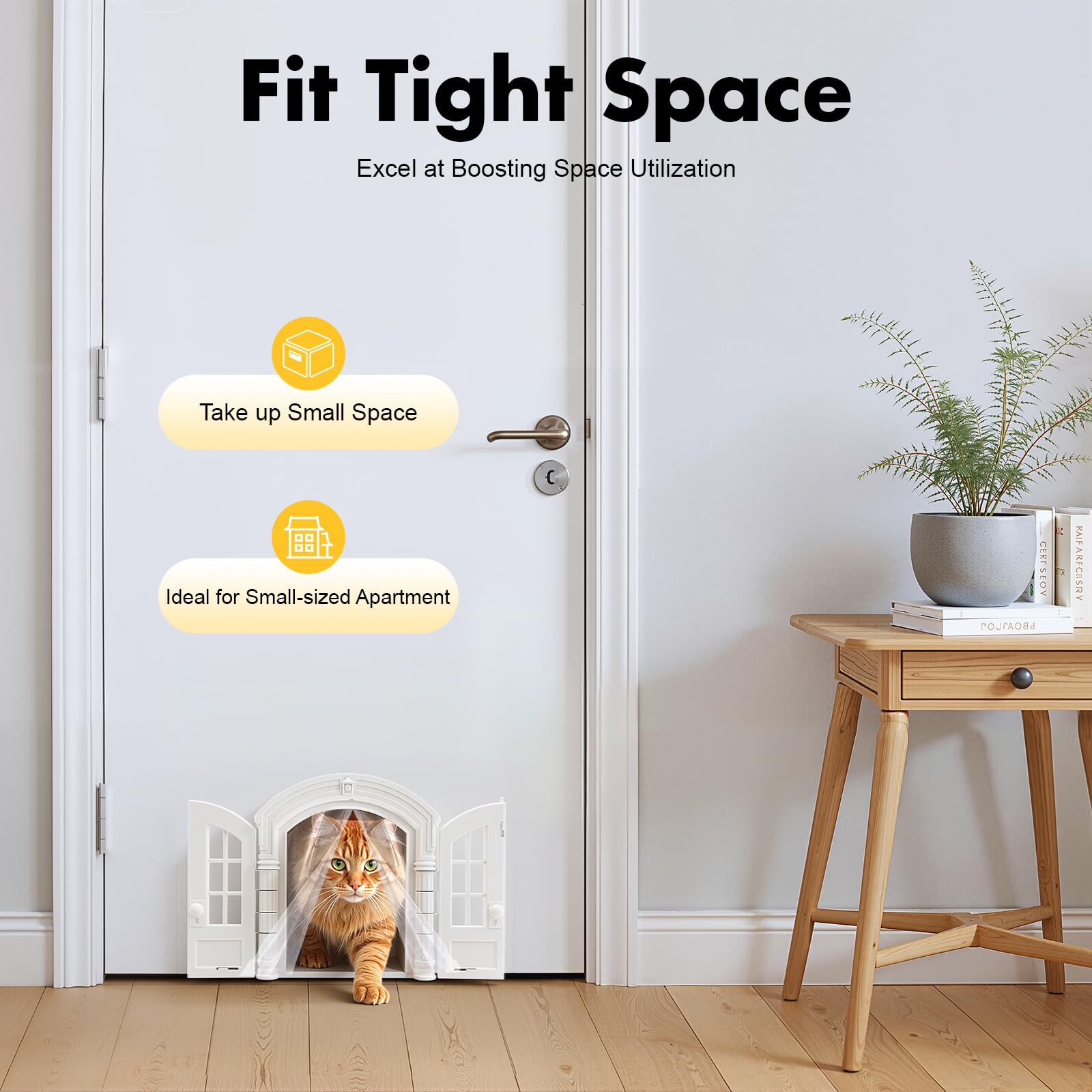 Porta per gatti, porta interna a doppia porta, per animali domestici | ABS lucidato, doppia porta a 180°, 17 x 24 cm, fino a 10 kg, con finestra, chiusura di sicurezza