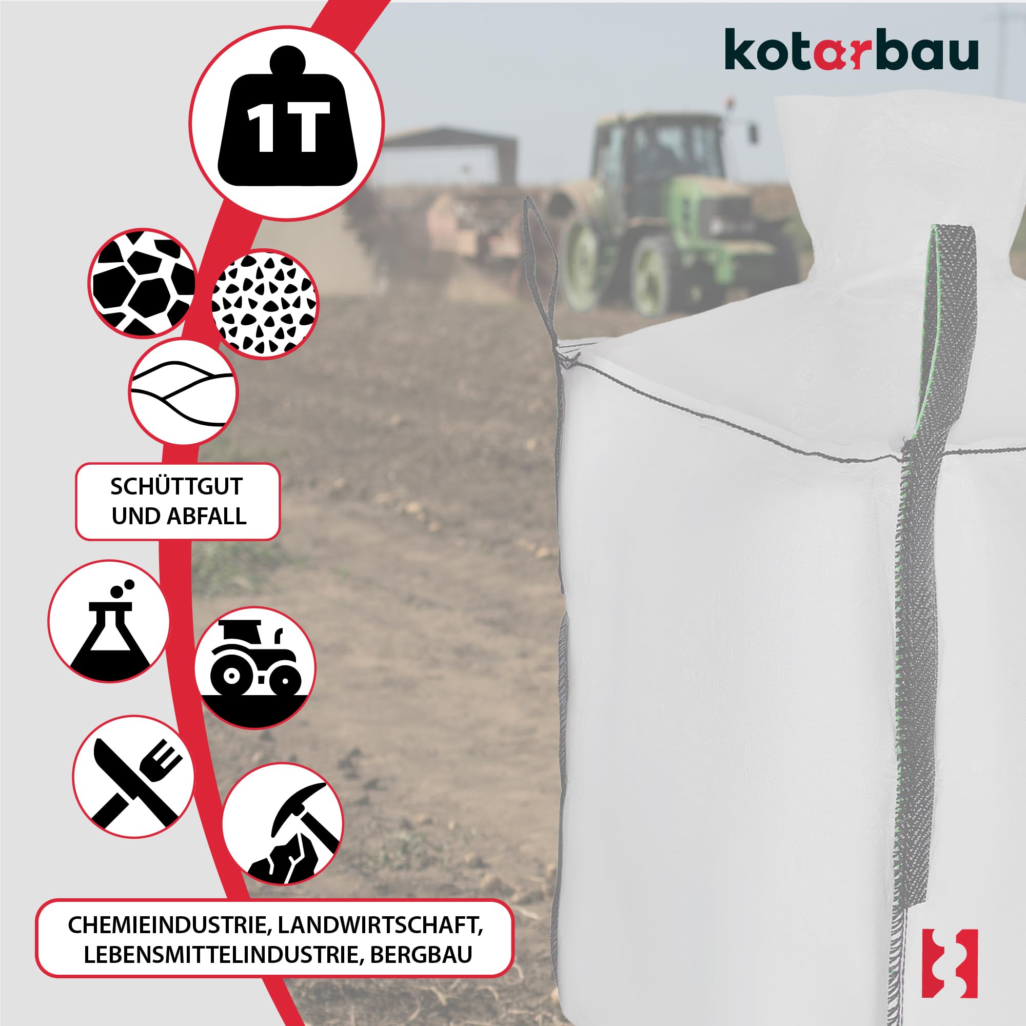 KOTARBAU® 4 St Big Bag Säcke 90x90x160cm Gartenabfallsack Stabil Schürze und Auslauftrichter 1000kg PP Schwerlastsack Gartenabfallsäcke Gartentasche Abfallsäcke Schuttsäcke Bauschuttsäcke Garten Zubeh