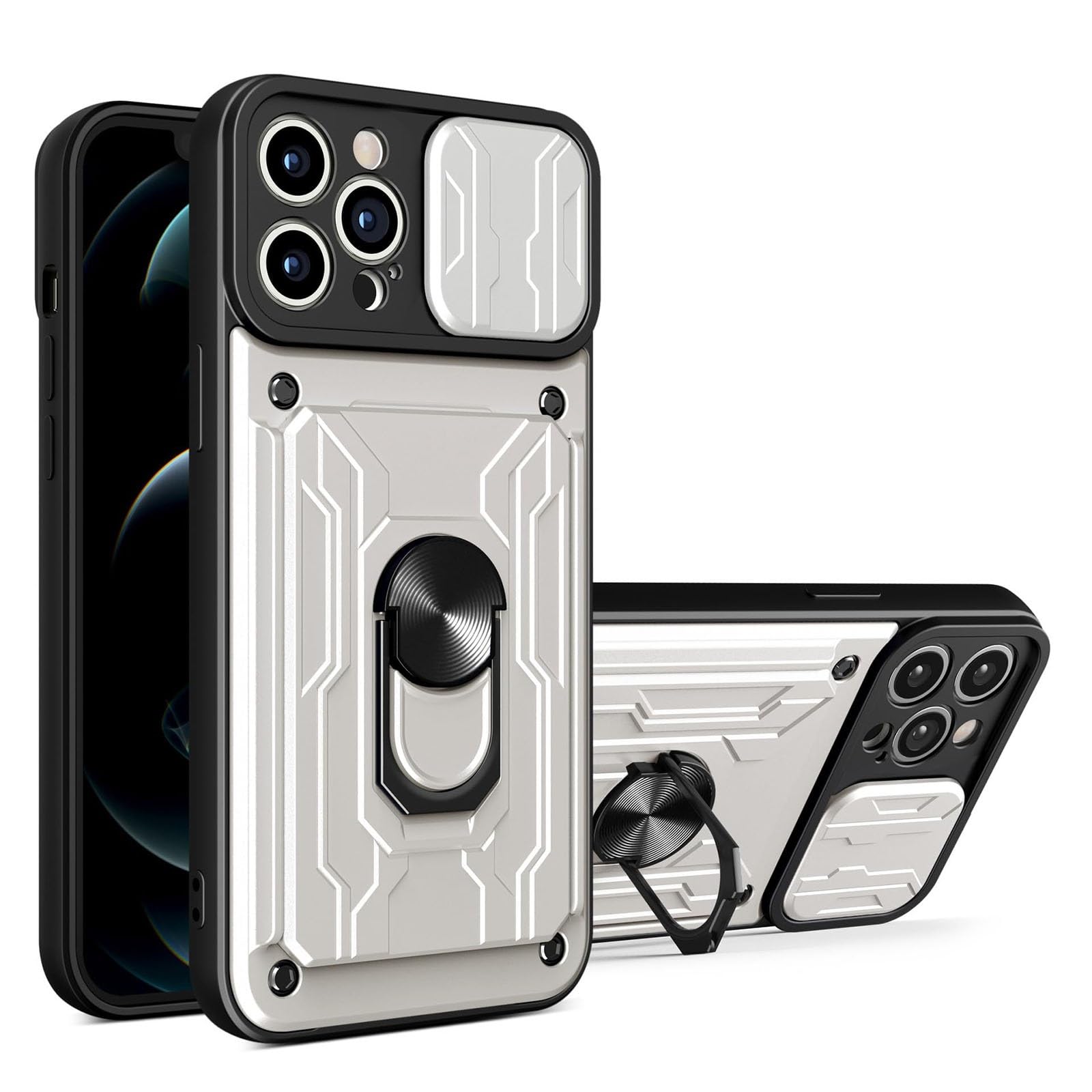 Coque IPhone 8/7 Plus Antichoc Avec Béquille & Porte-Cartes - Armure Métal Rigide - QIWEIQING