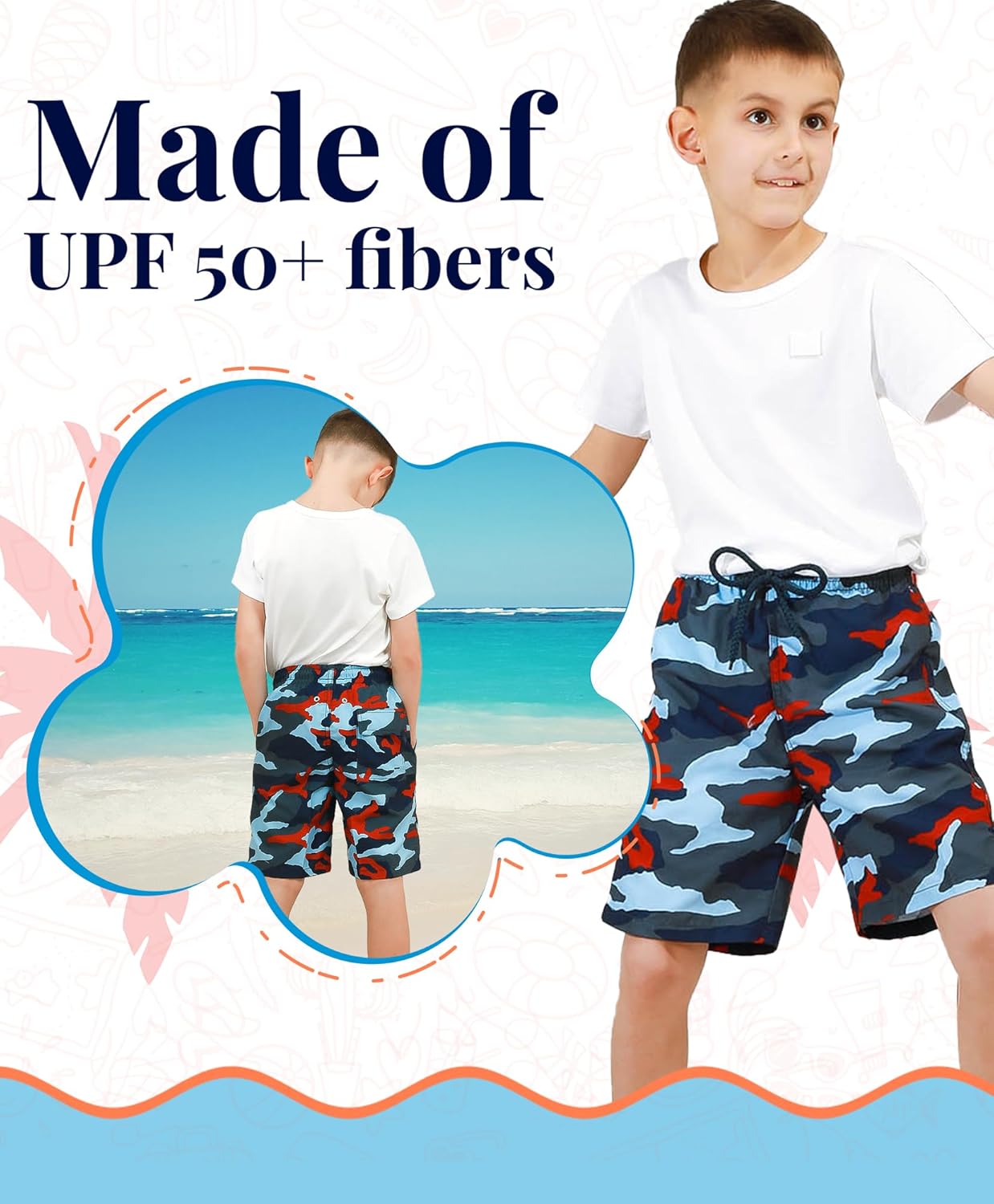 KAILUA SURF Boys' Swim Trunks Quick Dry Board Shorts with Mesh Liner, Sizes 2T-18/20 - Image 5