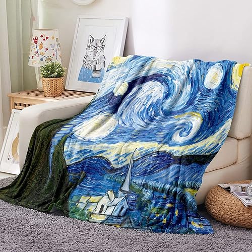 Miniatura 2 de Wesan Vincent Van Gogh - Manta de regalo de cumpleaños con diseño de almendras en flor para mujeres, niños, niñas, esposas, hermanas, hombres,