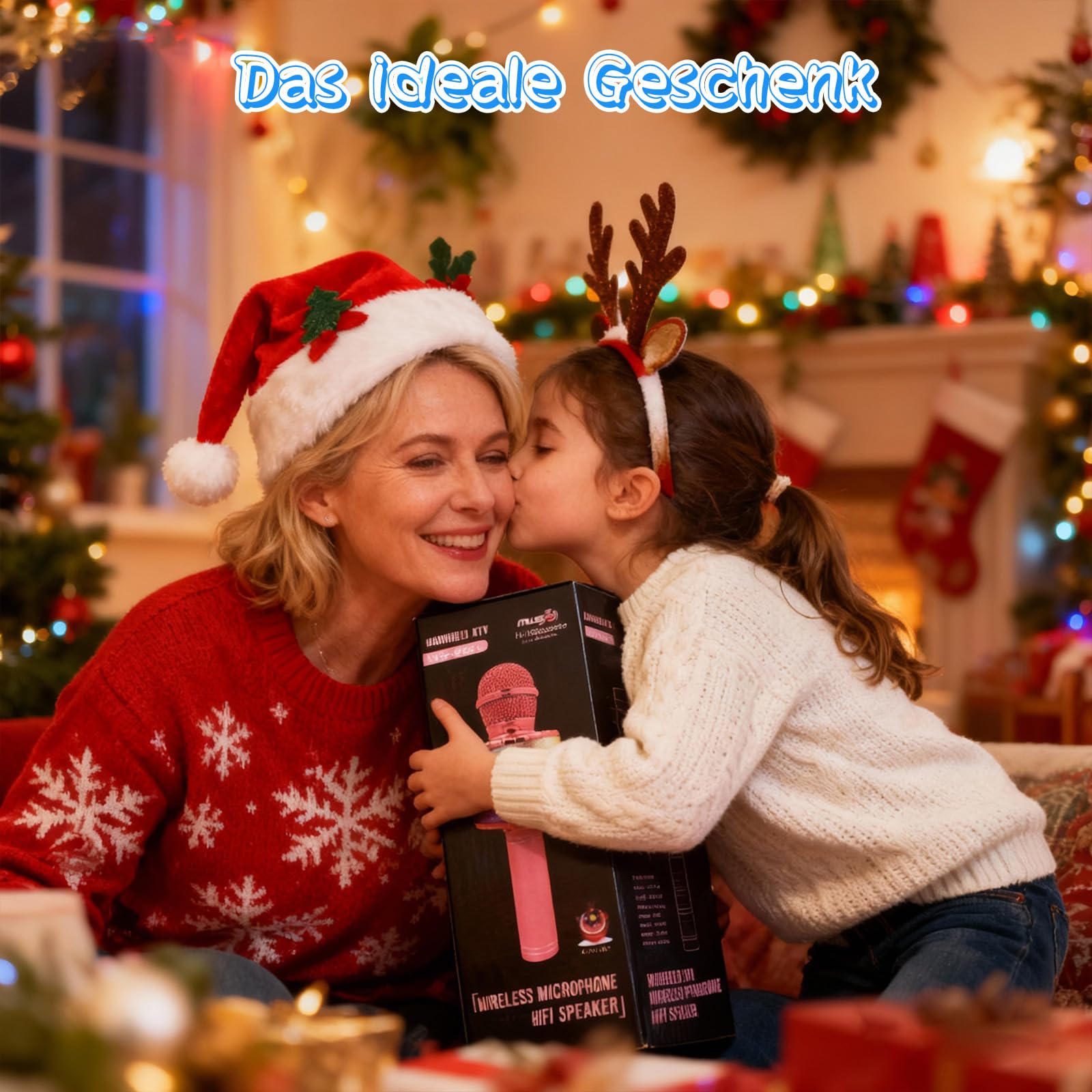 Micrófono Karaoke Bluetooth,Microfono Inalámbrico Karaoke con Altavoz y LED,Micrófono Portátil para Niños Canta Partido Musica,Dinámicos Juguetes para Niña,Soporte Youtube, Android/iOS/PC/A (Azul) — view 7