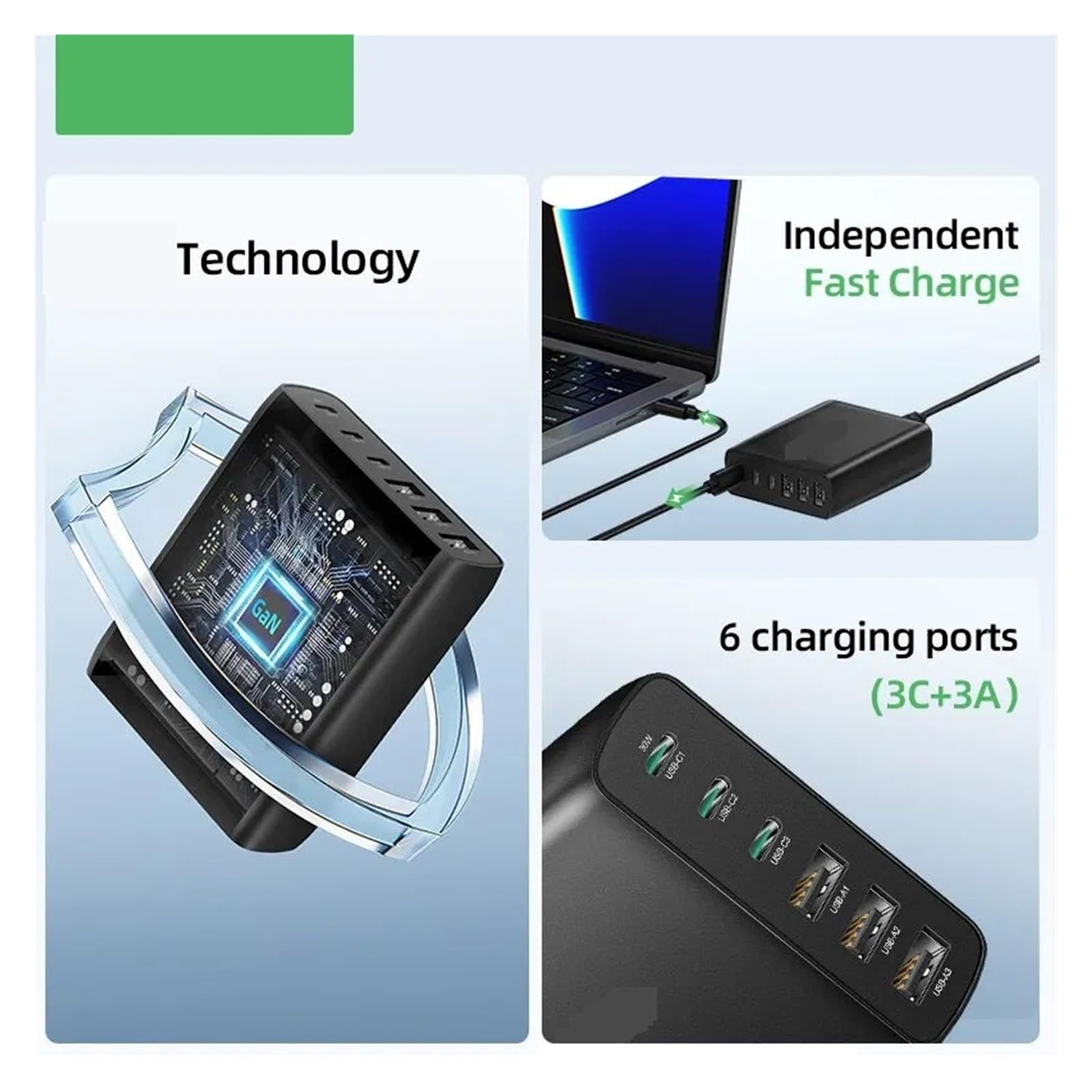 Ładowarka USB 100 W Typu C PD Szybkie Ładowanie Z Wieloma 6 Portami Stacja Ładująca Na Biurko