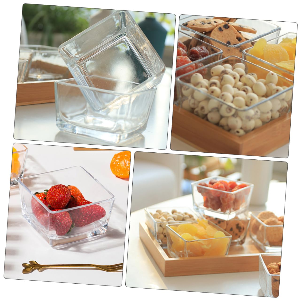 Gatuida Plateaux De Service Pour Fruits Divisés Assiettes à Noix Et Fruits Secs Verre Avec Support