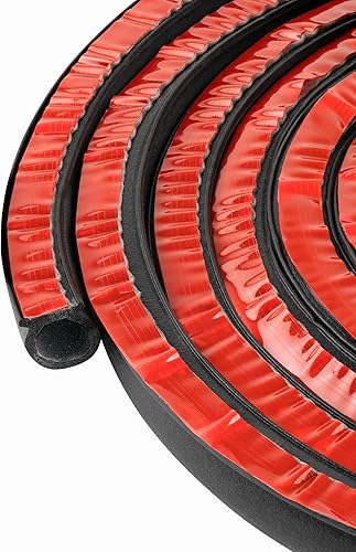 Junta de puerta con forma de D, 0.59" de alto x 0.47" de ancho, resistente a la intemperie, color negro, hueco