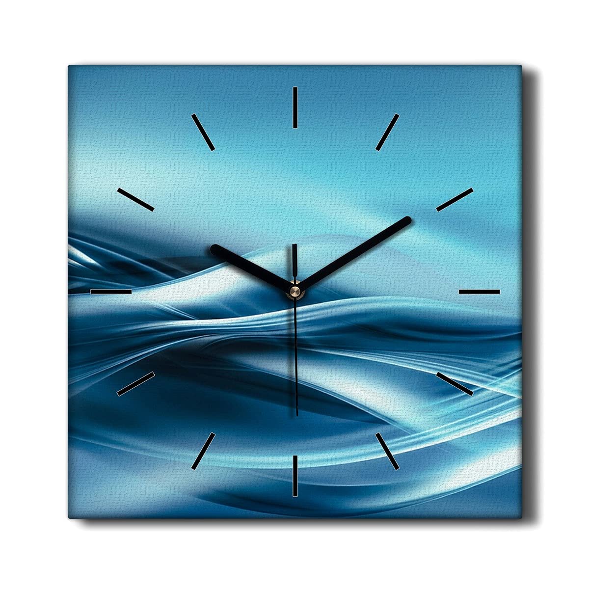 Horloge sur toile 30x30cm vagues décoration murale salon sans tic-tac