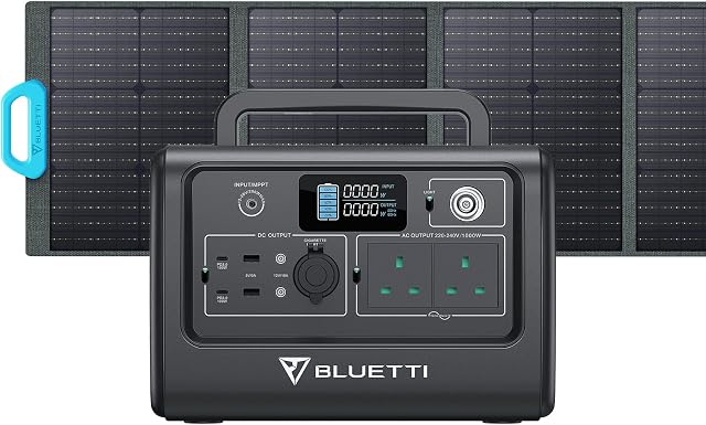 BLUETTI Solar Generator EB70 with SP/PV120 Solar Panel Included, 716Wh Portable Power Station w/ 2 230V/1000W AC Outlets, LiFePO4 Battery Pack for Outdoor Camping, Road Trip, Power Outage