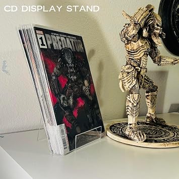 Qbily 10 Pack Clear Acrylic Book Stands for Display Album, CD, Magazine, Postcard, Picture, Plate, Artworks, Phone, Tablet, Comic Book Easel Display Stand with Ledge(Large)