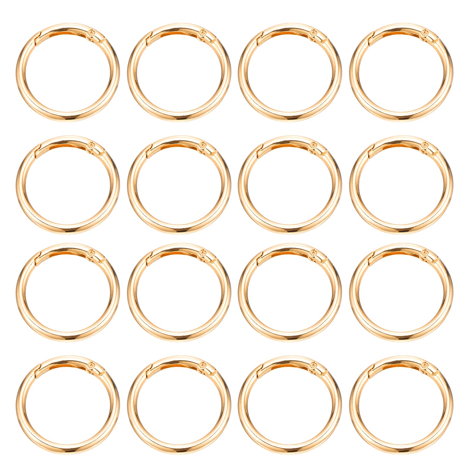 PATIKIL 16 Pcs Metal Spring O Rings, 1.5"/39mm Trigger Spring O Ring Round Clips Snap Hooks Rack Plating for Keyring Buckle Keychains Bag Charm Purse Handbag Strap DIY Craft, Pale Gold