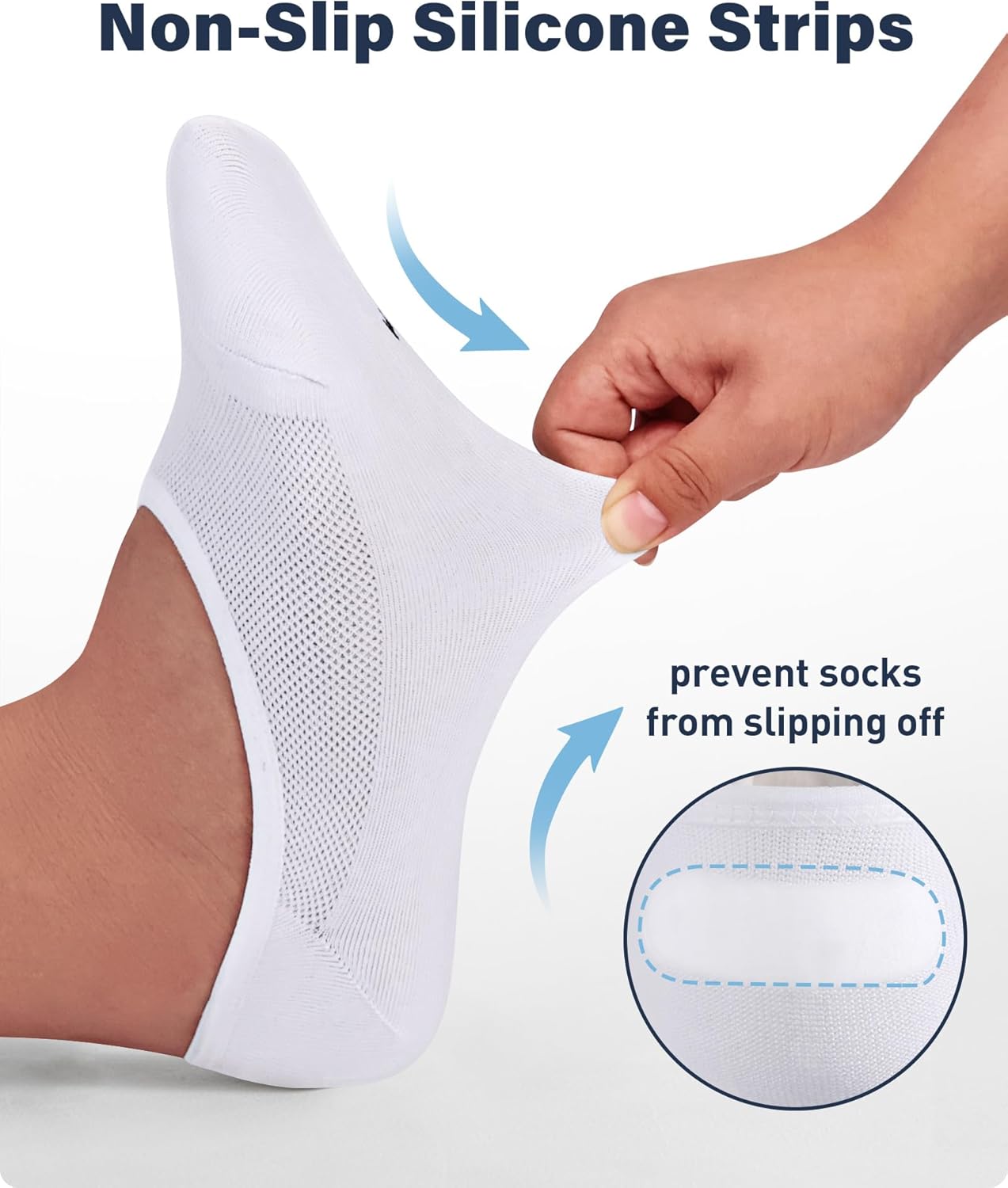 SIXDAYSOX No Show Socks Men 6 Pairs Thin Invisible Low Cut Non Slip Socks for Loafer Sneakers Size 10-13/13-15 - Image 2