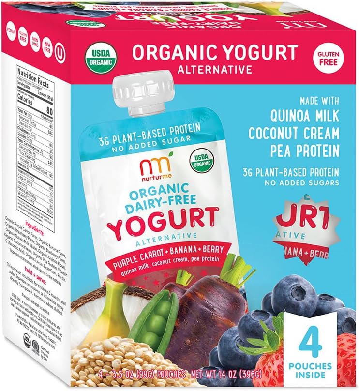 NurturMe Organic Dairy Free Yogurt, Purple Carrot, Banana and Berry, 4 Count (Pack of 6)