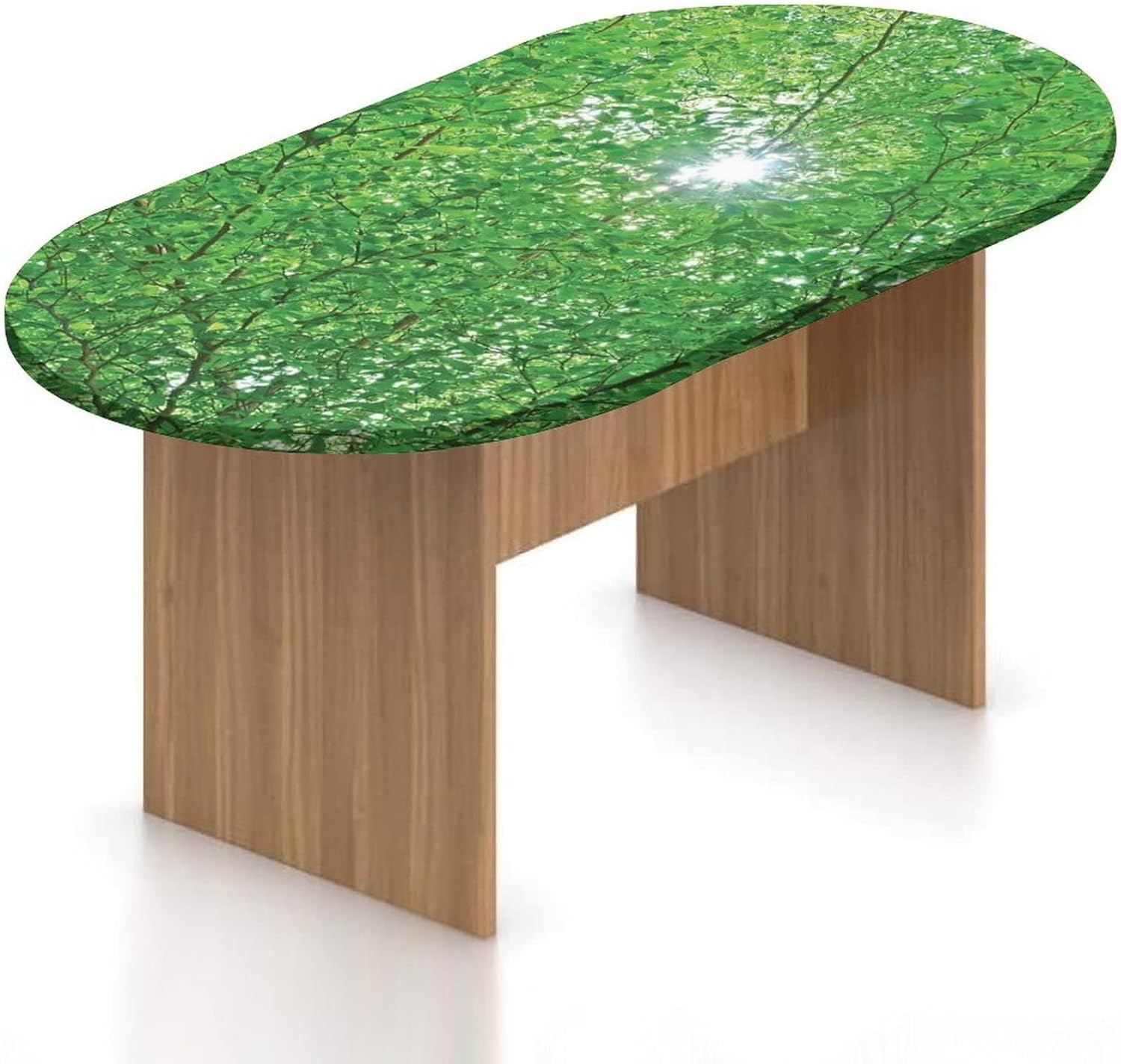 XISUNYA Oval Fitted Patio Tablecloth, Rustic Elastic Edged Polyester Table Cover,Vintage Hardwood Floor Wooden Plank Print Fitted Table Pad, Fits Oval Tables up to 48" x 72", for Kitchen Party Picnic