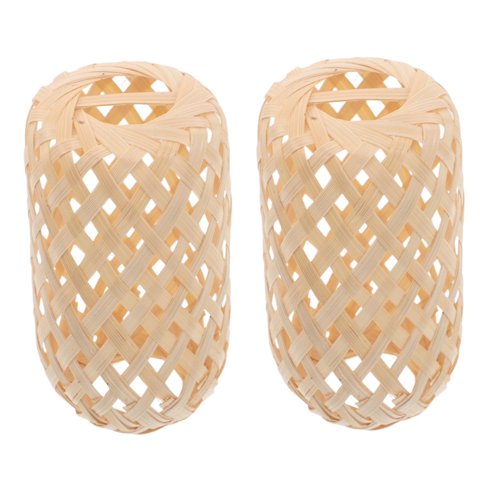 Alasum 2pcs Rustic Bamboo Light Fixture Miniature Lanterns Small Woven Lamp Shade for Dollhouse Lighting and Kindergarten DIY Projects