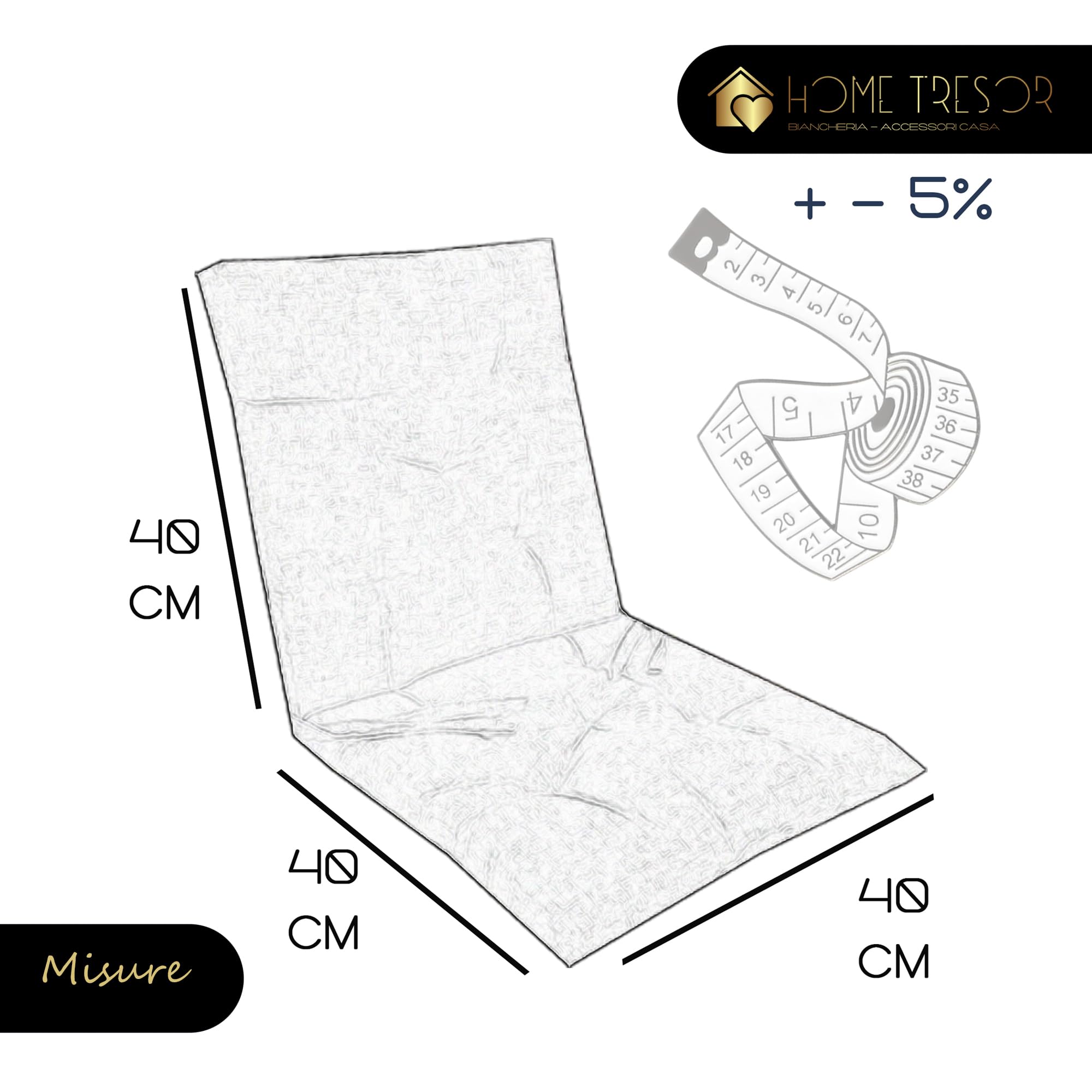 Home Tresor Set Cuscini Sedia con Schienale Imbottiti con Laccetti e Elastico di Fissaggio per Poltrone Sdraio Cucina Giardino 40x80 Cm Nuova Collezione - 6 Pezzi Tortora