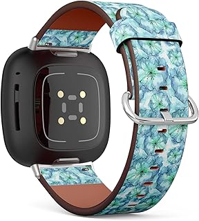 CJBROES Replacement Leather Watch Band, Compatible with Fitbit Versa 3 and Fitbit Sense of Wristband Bracelet Accessory - Watercolor-Beautiful