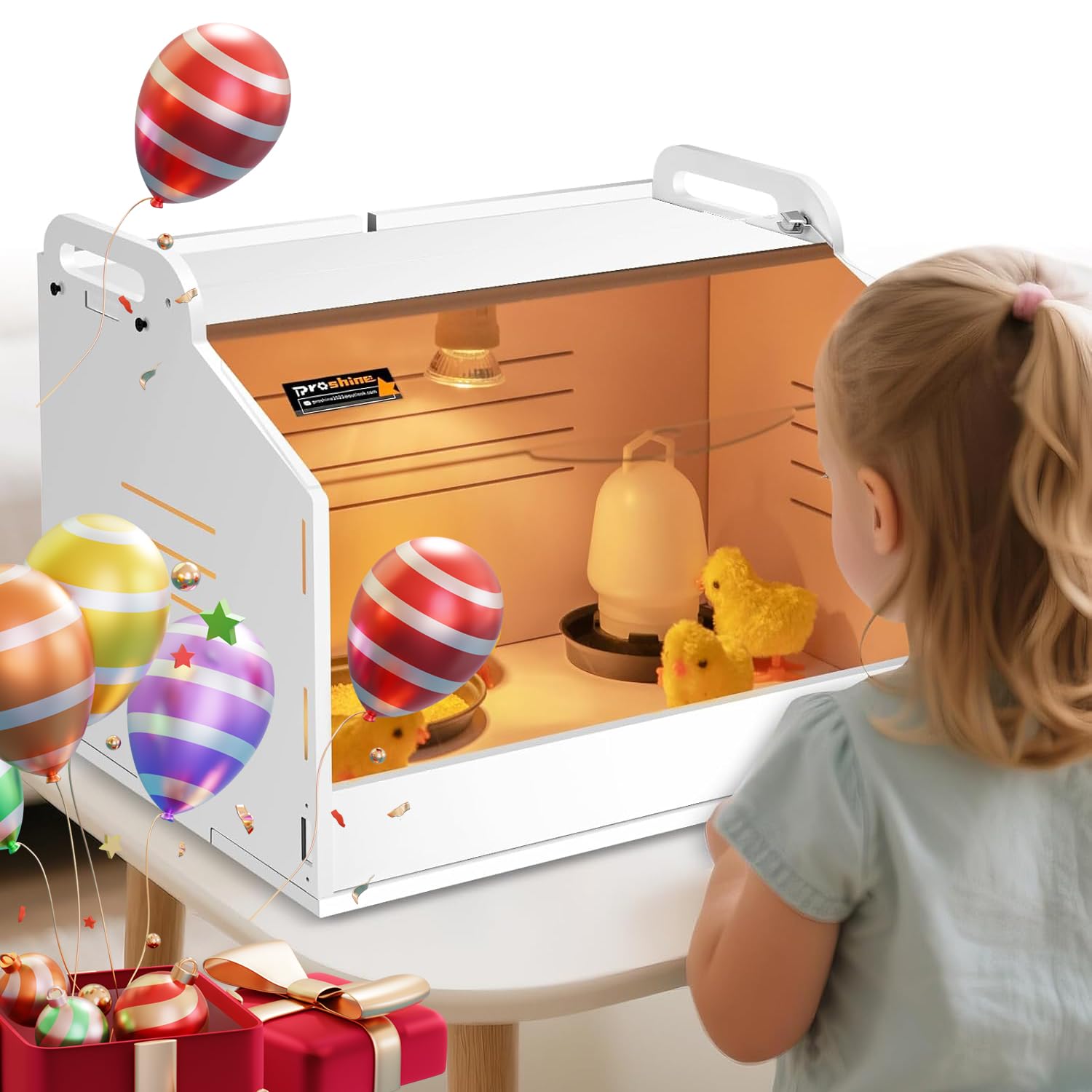 Caja de cría de Pollitos para Pollitos, incubadora de codornices con lámpara de calefacción, termómetros de 2 Modos, calienta hasta 10 Pollitos para Patito, Loro y Lagarto