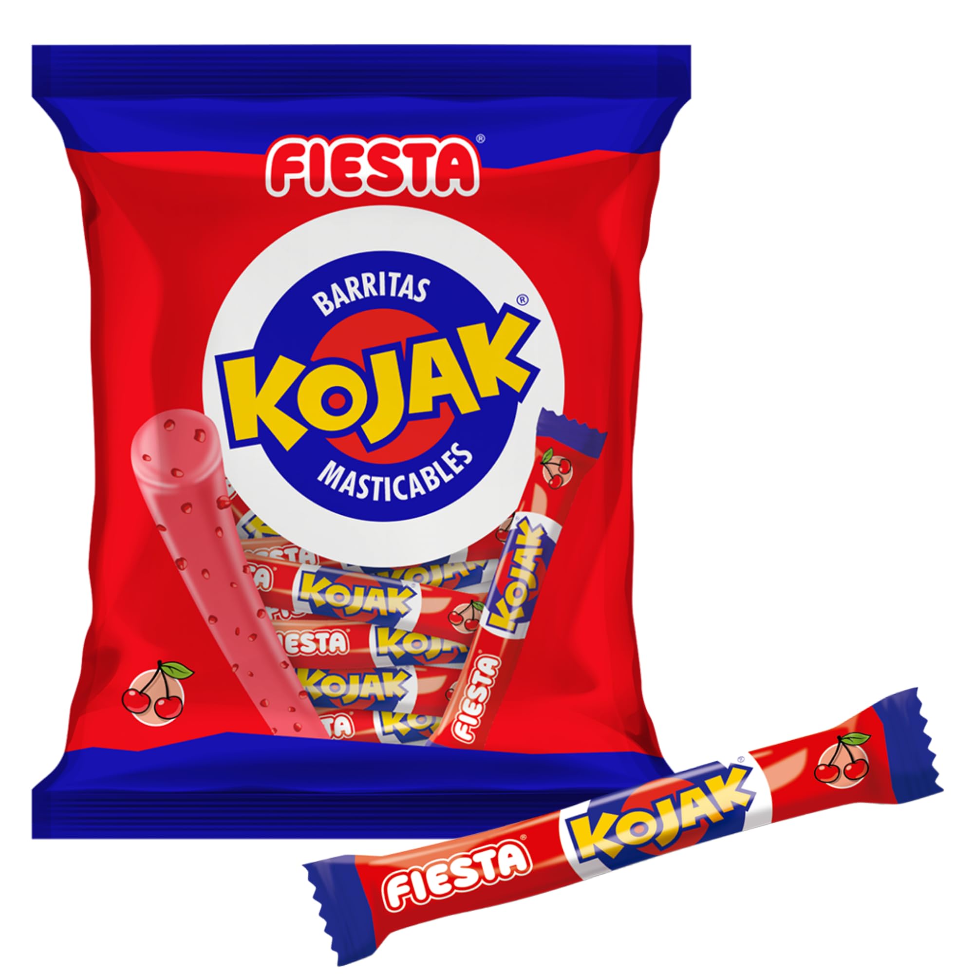 Kojak Barra Masticable - Bolsa 50 Unidades - Sabor Cereza - Caramelo Masticable