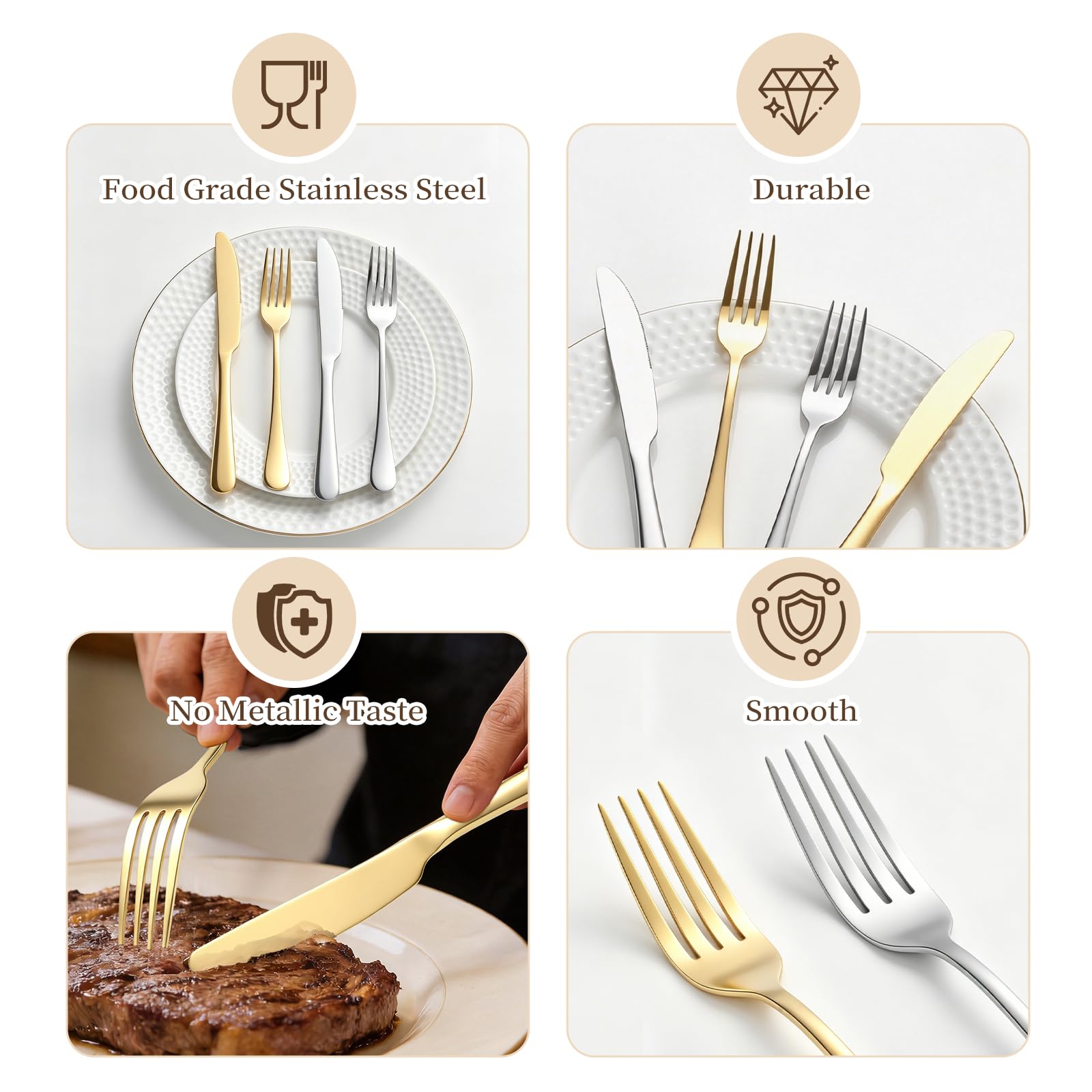 Gold Silverware Set - 100 Forks & Knives -2