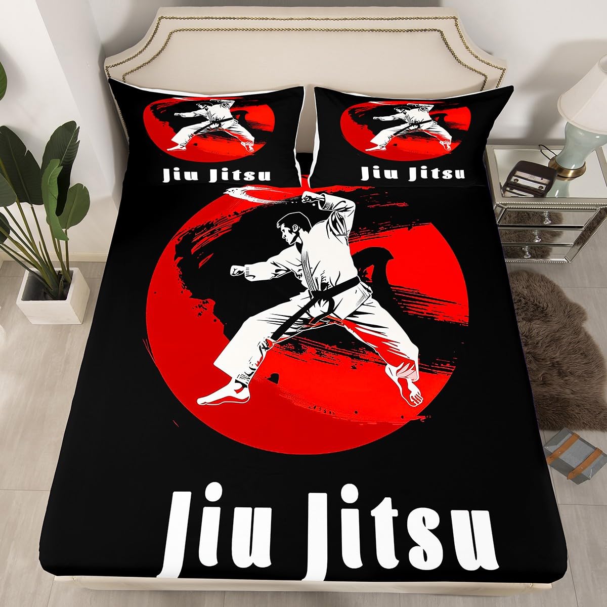 Parure de lit judo 2 personnes avec 2 taies d'oreiller Manfei