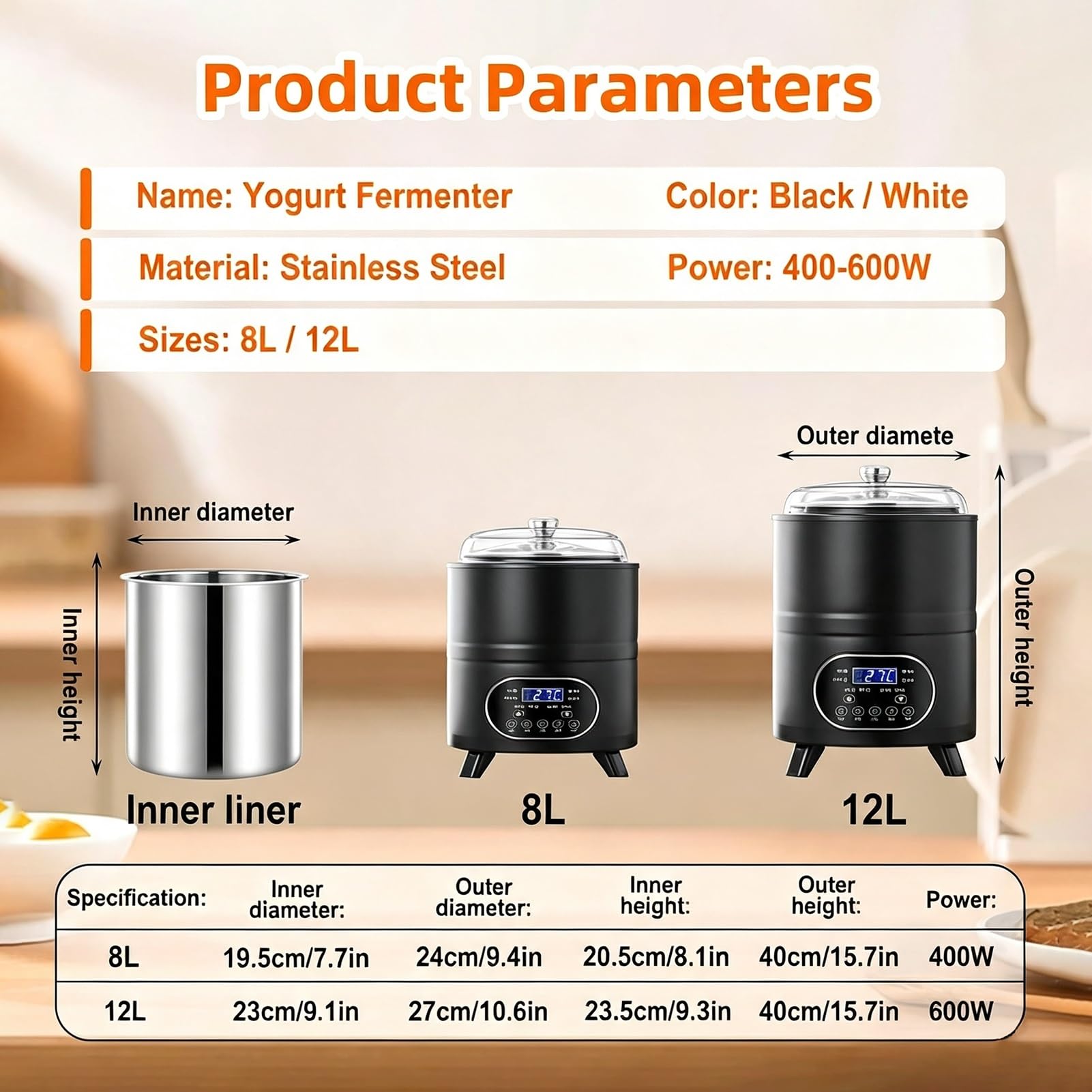 Yogurtera Comercial De 8/12 L,con Control De Tiempo Y Temperatura