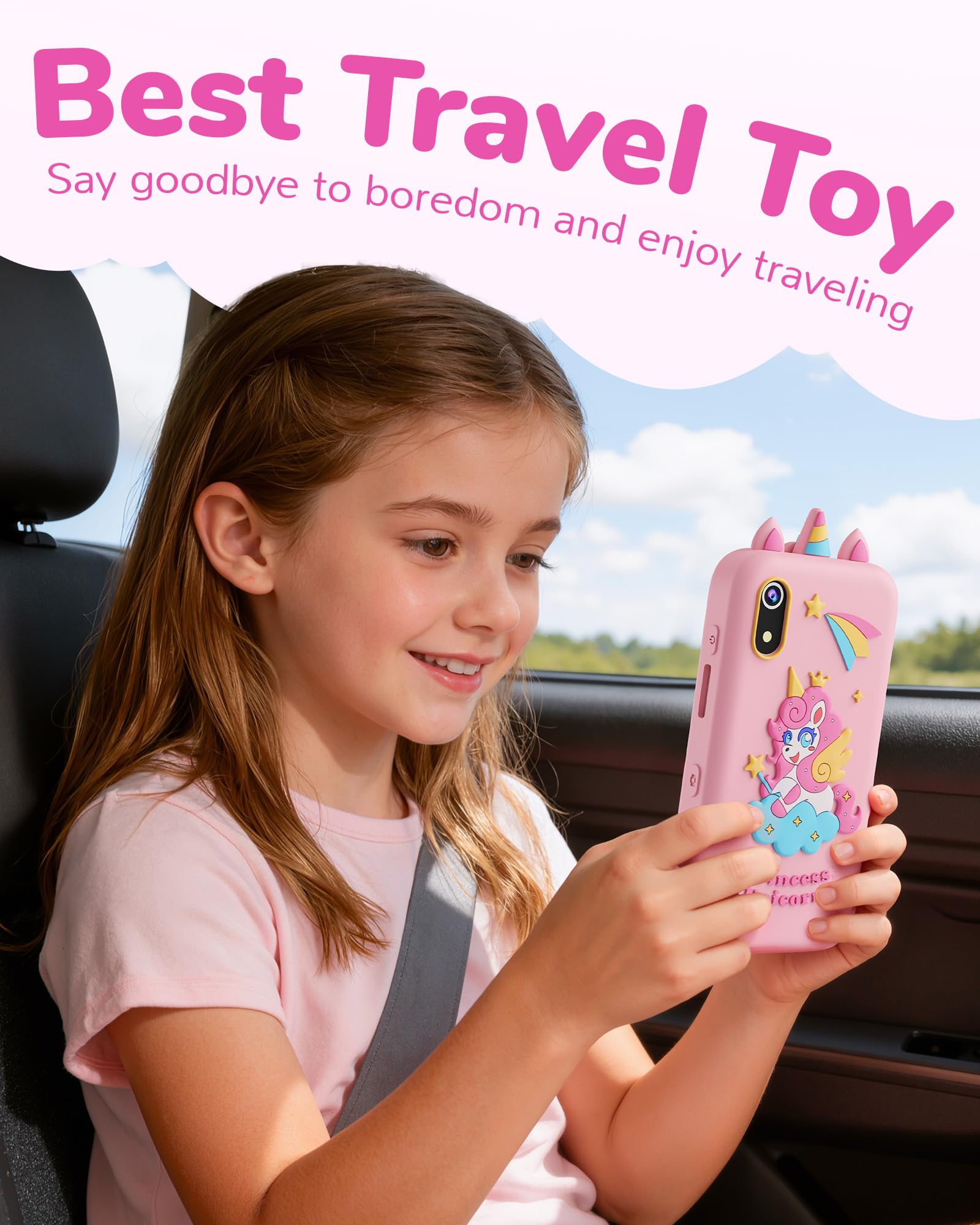 UCIDCI Juguete inteligente para niños de 3 a 7 años con cámara dual – Juguete de teléfono con juegos educativos, juguete de viaje con reproductor de música MP3 para regalos de cumpleaños para 3, 4, 5