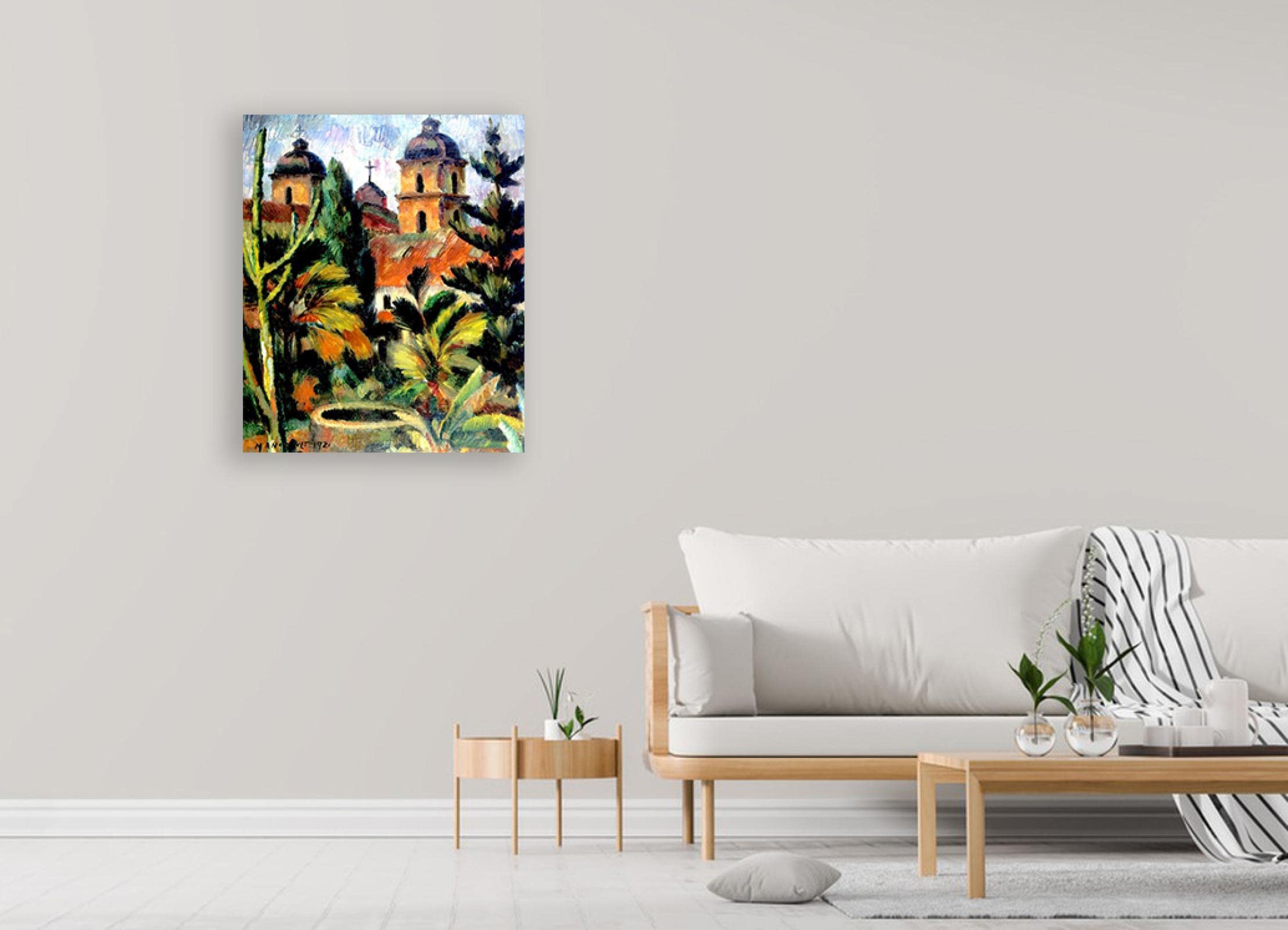 IKYE Charles Ginner Impressions sur toile célèbres peintures d'art mural célèbres (Père Noël Barbara) reproduit sur toile Décoration murale encadrée prête à accrocher 75 x 105 cm encadrée