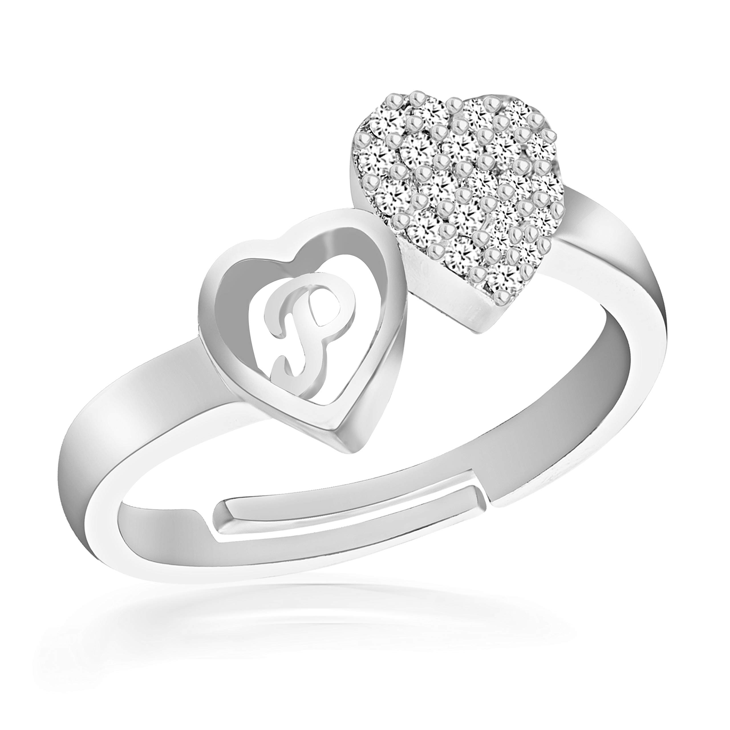 Amaal Jewellery Valentine Latest American Diamond Adjustable Love Heart Silver Stylish Initial Letter Name Alphabet P Rings for Women Girls Girlfriend Couples Lovers Stylish Design -FR-A625 (B08H5V2GDV) Amazon Price History, Amazon Price Tracker