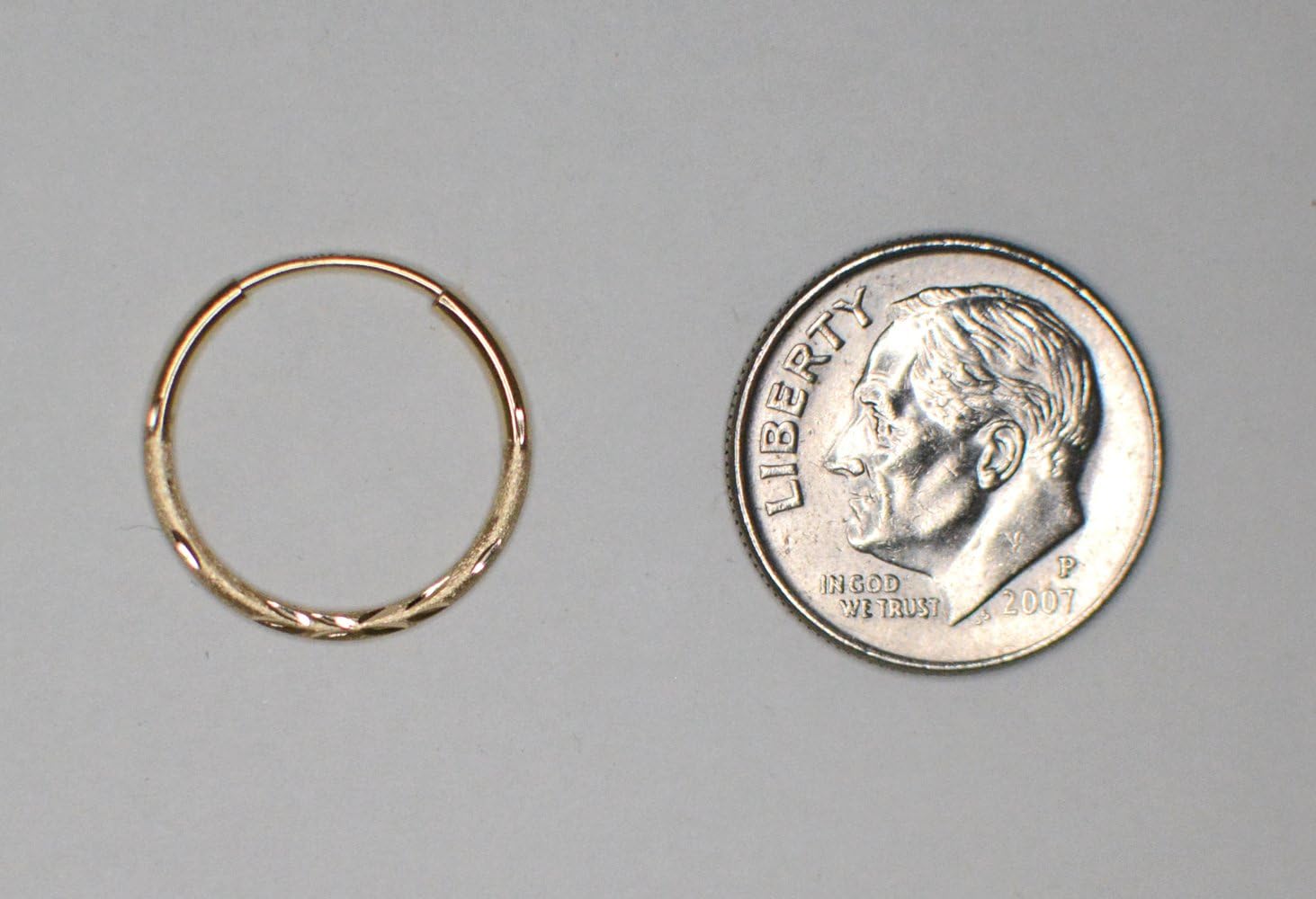 14K Gold Diamond Cut Round Endless Hoop Earrings, 1.25mm Thick Tube - Image 4