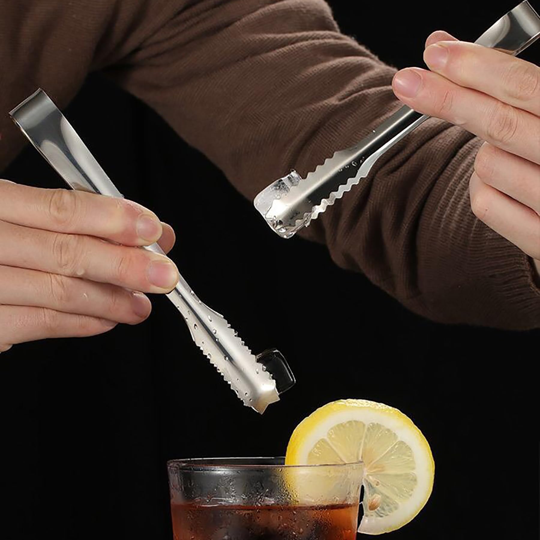 2 Pinces En Inox 15cm - Pour Glaçons, Sucre, Fruits, Apéro - Surface Lisse Et Lave-vaissable - Qualité Alimentaire 304