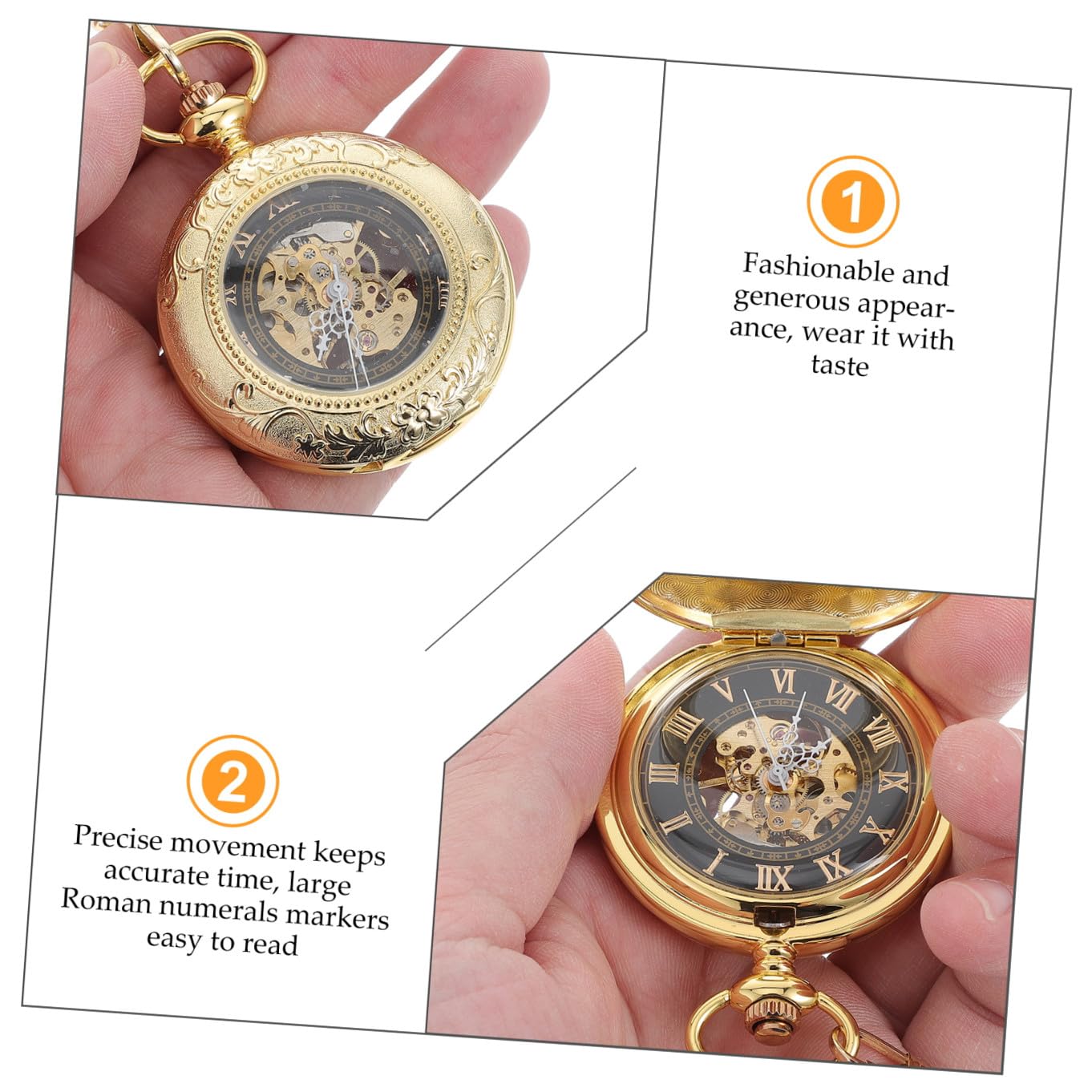 Homoyoyo Reloj de Bolsillo Vintage Dorado de Aleación de Zinc, Movimiento Preciso y Ligero, Obsequio Día del Padre y Cumpleaños