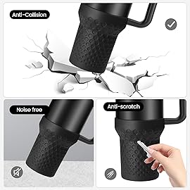 Thxbag Silicone Boot for Stanley Cup 30oz / 20oz, Black Boot Sleeve Cover Fit with Stanley H2.0 and Quencher Adventure Tumbler Accessories (Black, 30 oz & 20 oz)