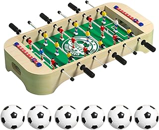Futbolín para niños – Juego de futbolín de madera, juego de mesa de fútbol de escritorio, minimesa de juegos deportivos para interiores, actividad de entretenimiento familiar para en casa