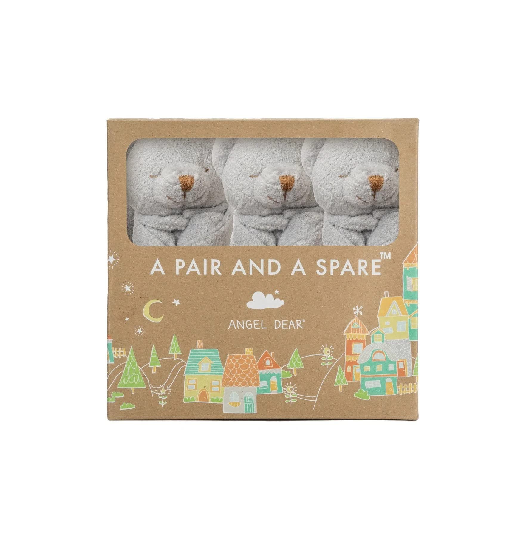 Angel Dear Par de mantas unisex de osos grises y un juego de repuesto de 3 piezas, O/S