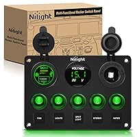Vista 9 de Nilight 90101E - Cargador USB dual de 5 bandas multifunción basculante + volímetro digital + salida de 12 V, panel de interruptores precableado