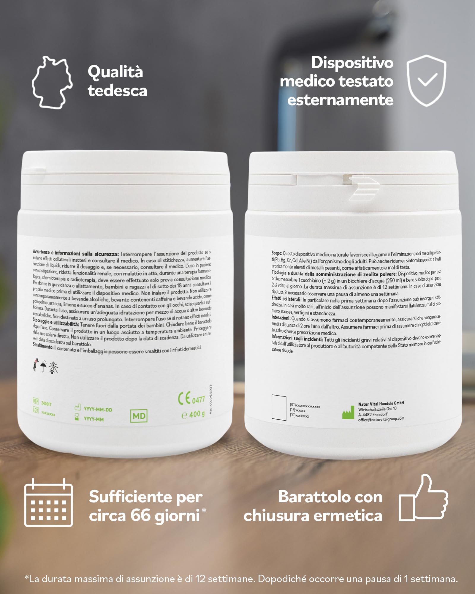 Zeolite MED Detox-Polvere 400g Dispositivo Medico CE