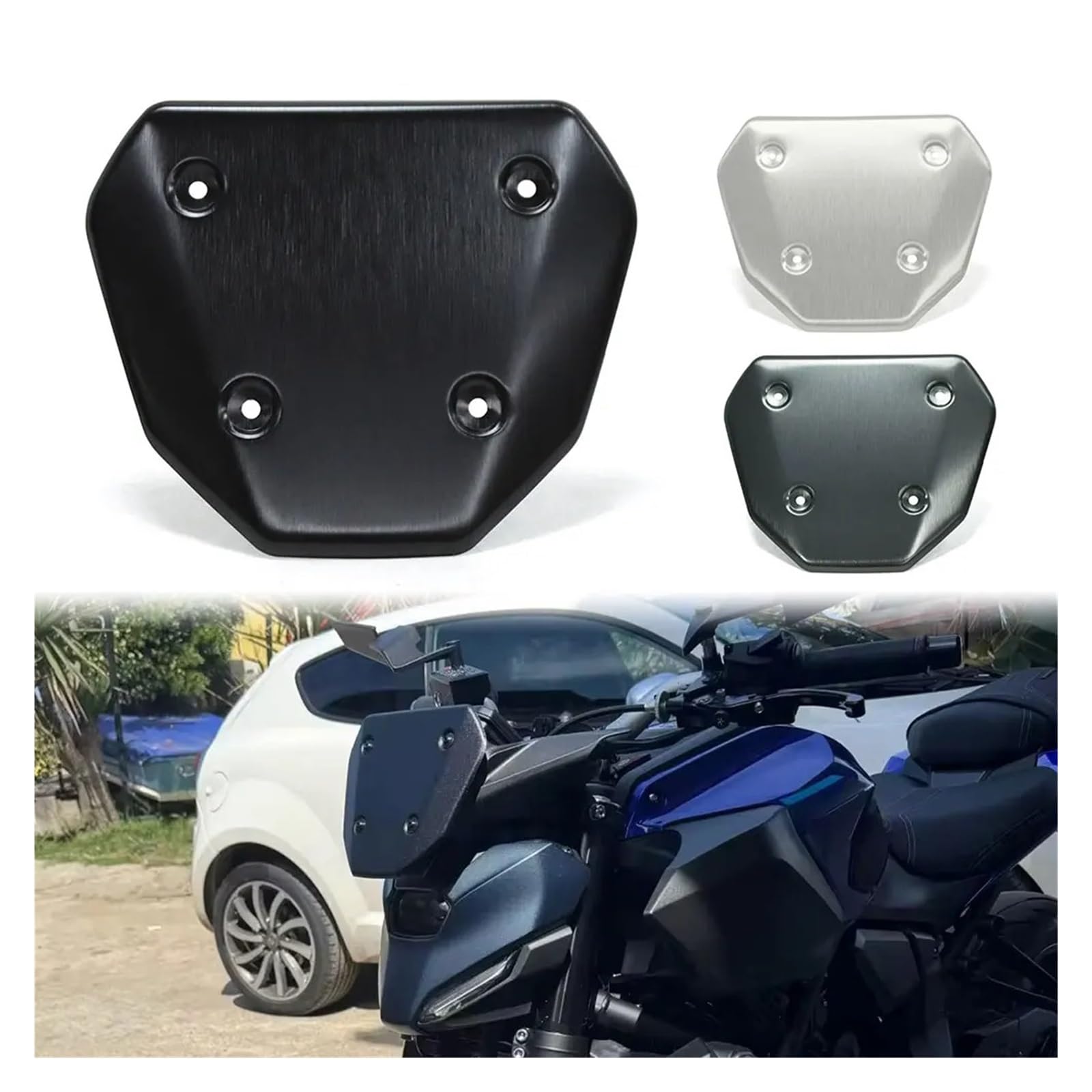 Motocicleta Parabrisas Delantero para MT-07 2025 2026 Parabrisas Carenado Motocicleta Deflector De Viento A Prueba(1set Black)