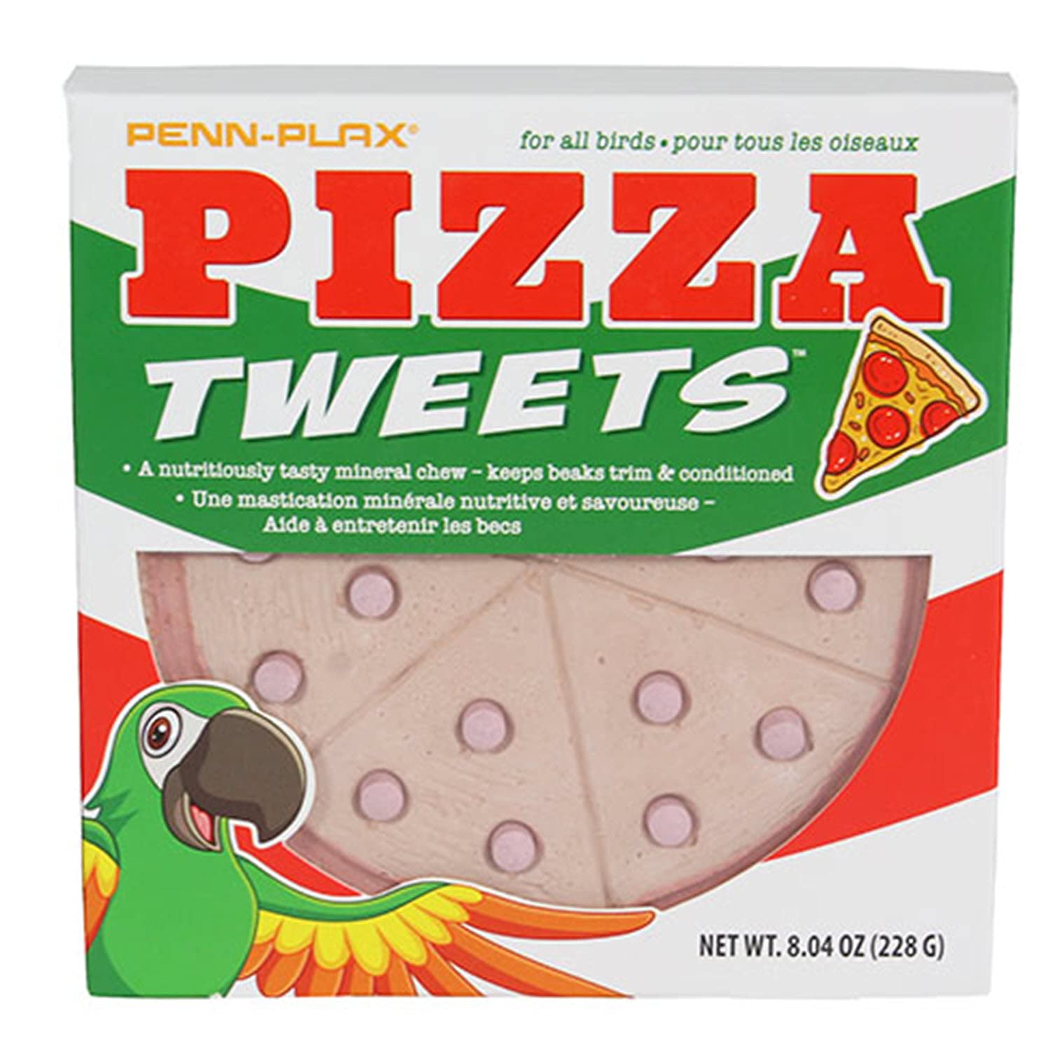 Penn-Plax Tweet Eats: Pizza Tweets â€“ Nutritious and Tasty Mineral Chew â€“ Safe for All Birds â€“ Keeps Beaks Trim and Conditioned â€“ 1 Piece