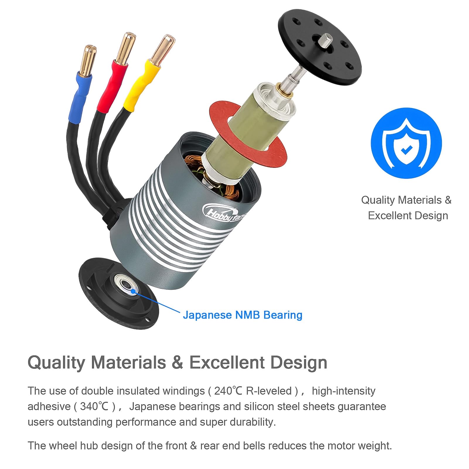 Motor sin escobillas impermeable S3650 de 4300 KV, eje de 3,175 mm con controlador de velocidad eléctrico ESC sin sentido de 60 A y disipador de calor para coche 1/10 RC camión, rojo