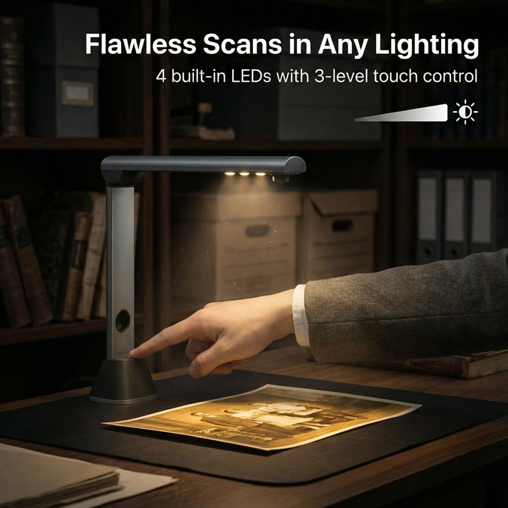 Scanner Documenti A3 17MP: OCR 130 Lingue Fotocamera Documenti USB 4 LED Scanner Libro Ufficio Scuola Archivio Home Office
