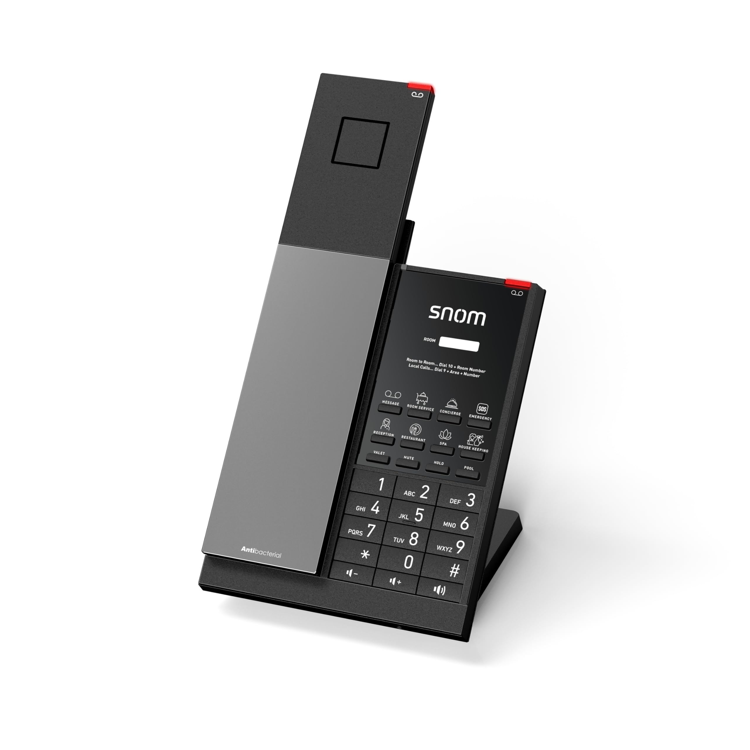 Snom HD351W DECT/WiFi - Telefono cordless con custodia antibatterica, visualizzazione di chiamata ottica, 5 dispositivi manuali, vivavoce, muto, server in Germania